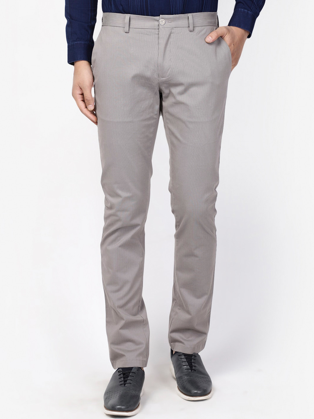 Blackberrys Men Grey B-95 Slim Fit Trousers