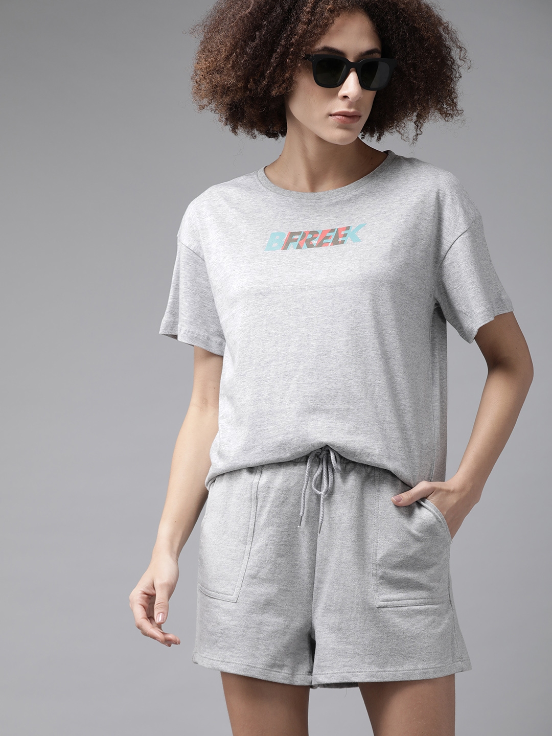 Roadster Women Grey Melange Printed Co Ord Set - Co Ords for Women 14955072 | Myntra
