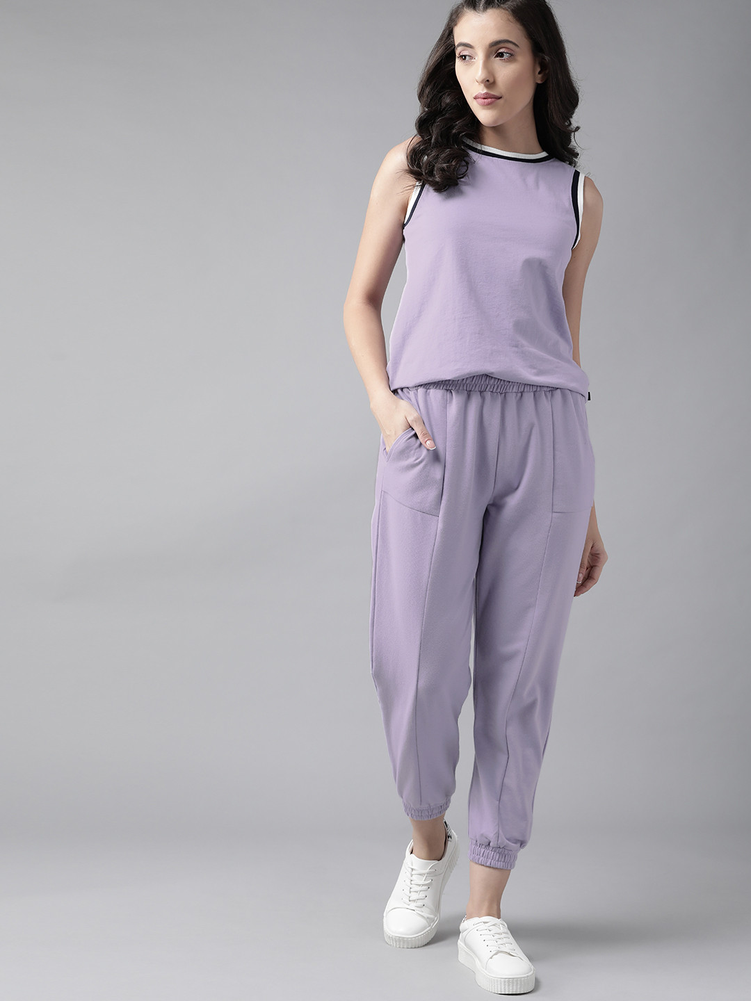 Roadster Women Lavender Solid Cotton Co-Ords Set