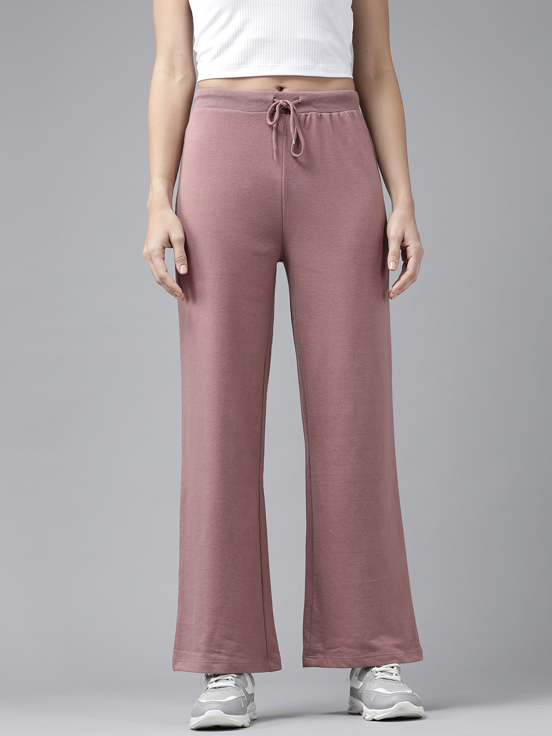 Buy Roadster Women Mauve Solid Straight Fit Track Pants Track Pants for Women 14955224 Myntra