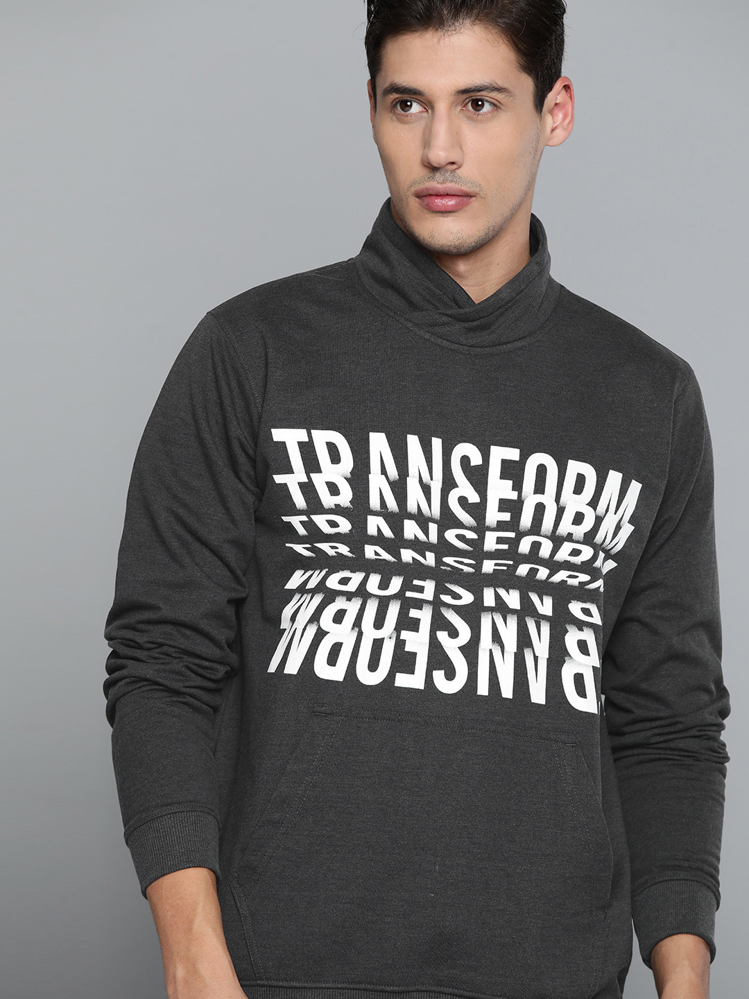 HRX By Hrithik Roshan Lifestyle Men Antra Melange Bio-Wash Printed Sweatshirts