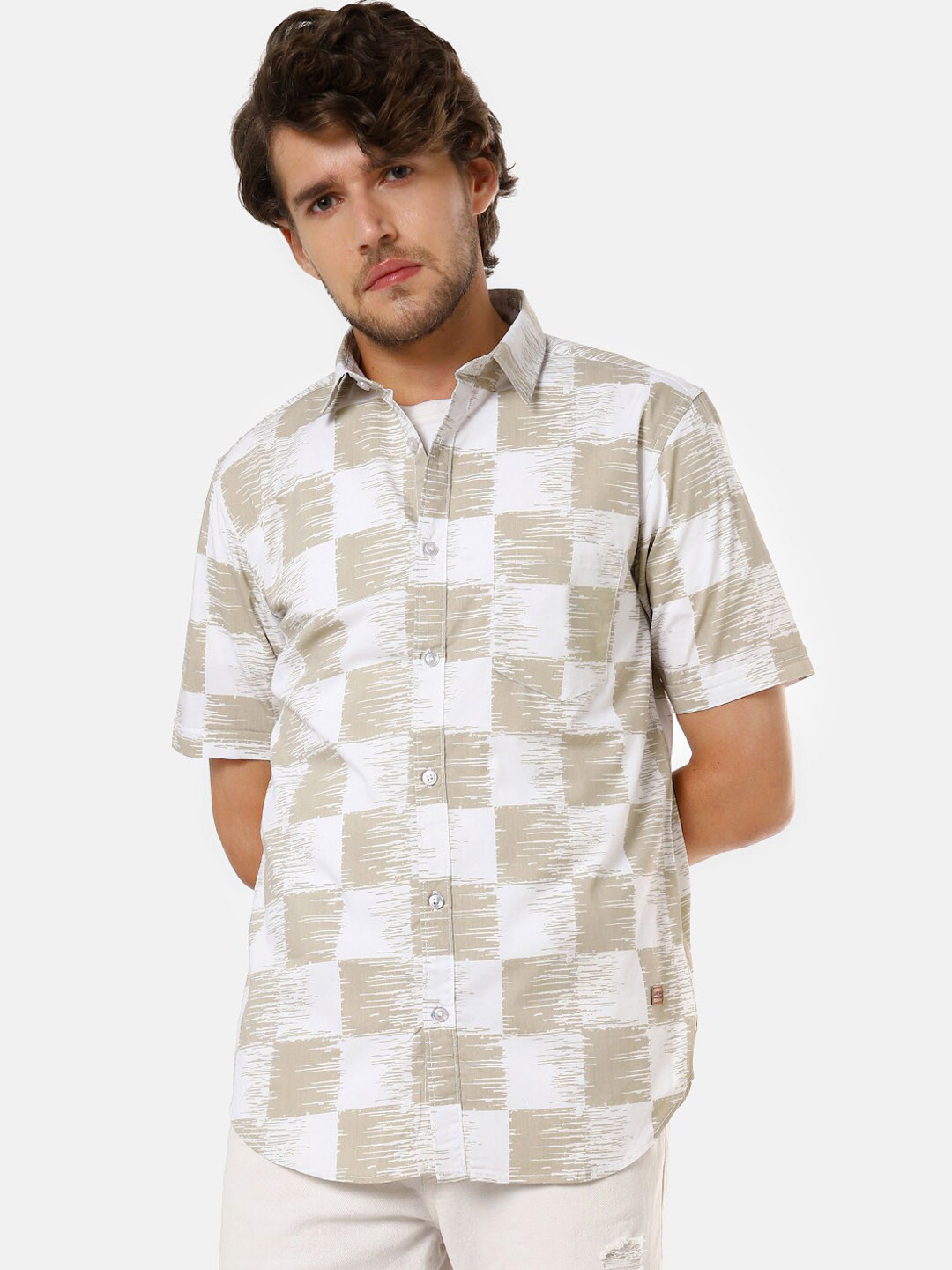 Campus Sutra Men White Printed Casual Shirt
