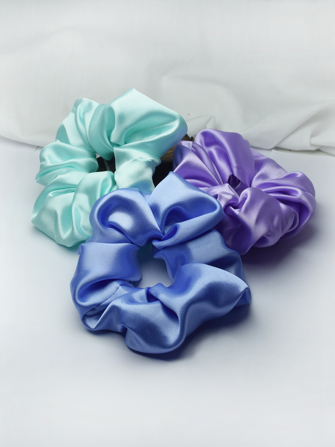 Soho Boho Studio Women Set of 3 Blue & Purple Ponytail Holders