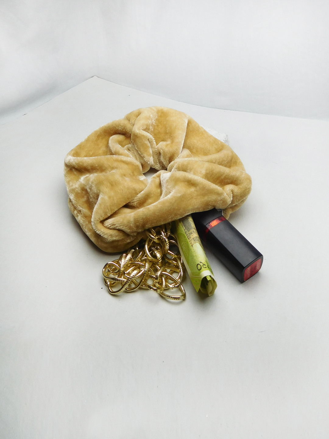 Soho Boho Studio Women Beige Zipper Scrunchie