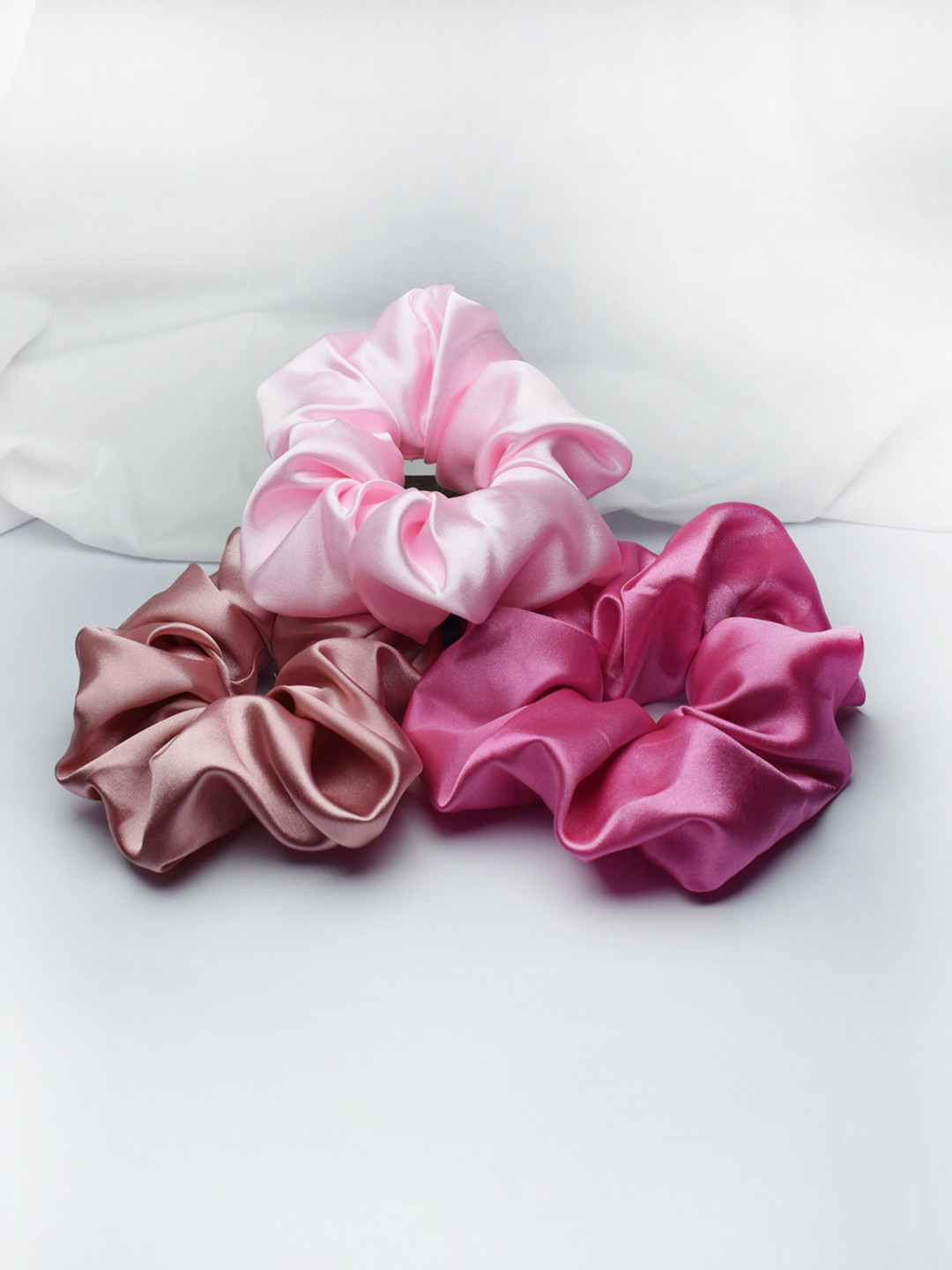 Soho Boho Studio Women Pink & Mauve Set of 3 Ponytail Holders