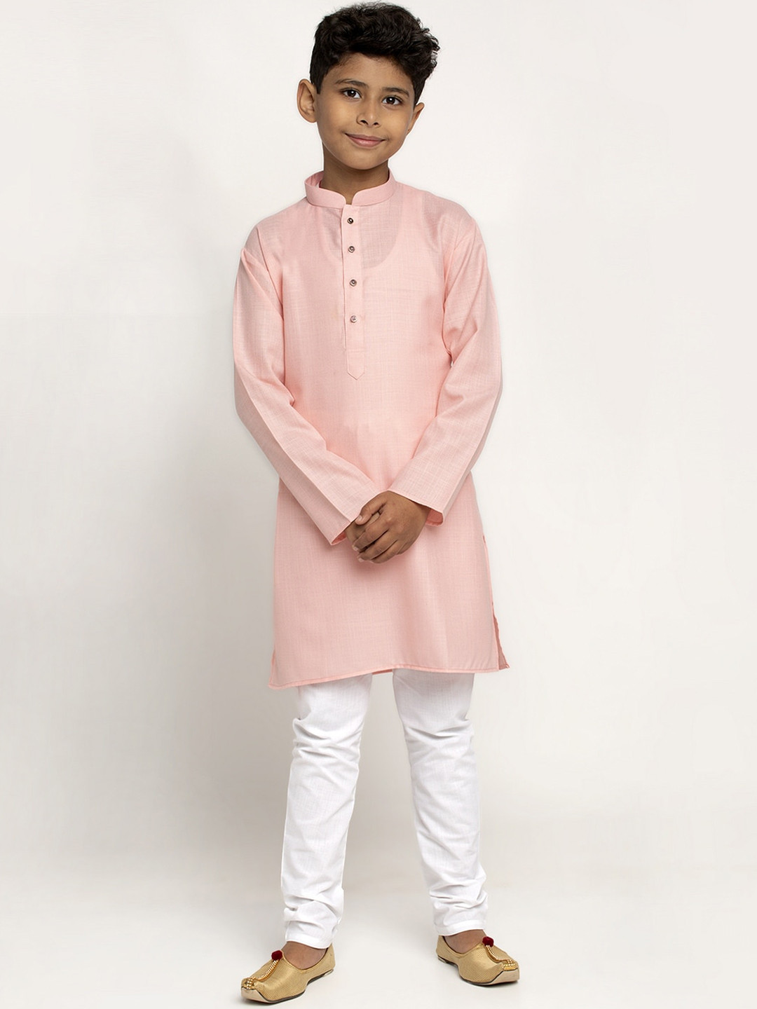 KRAFT INDIA Boys Pink & White Cotton Kurta with Pyjama