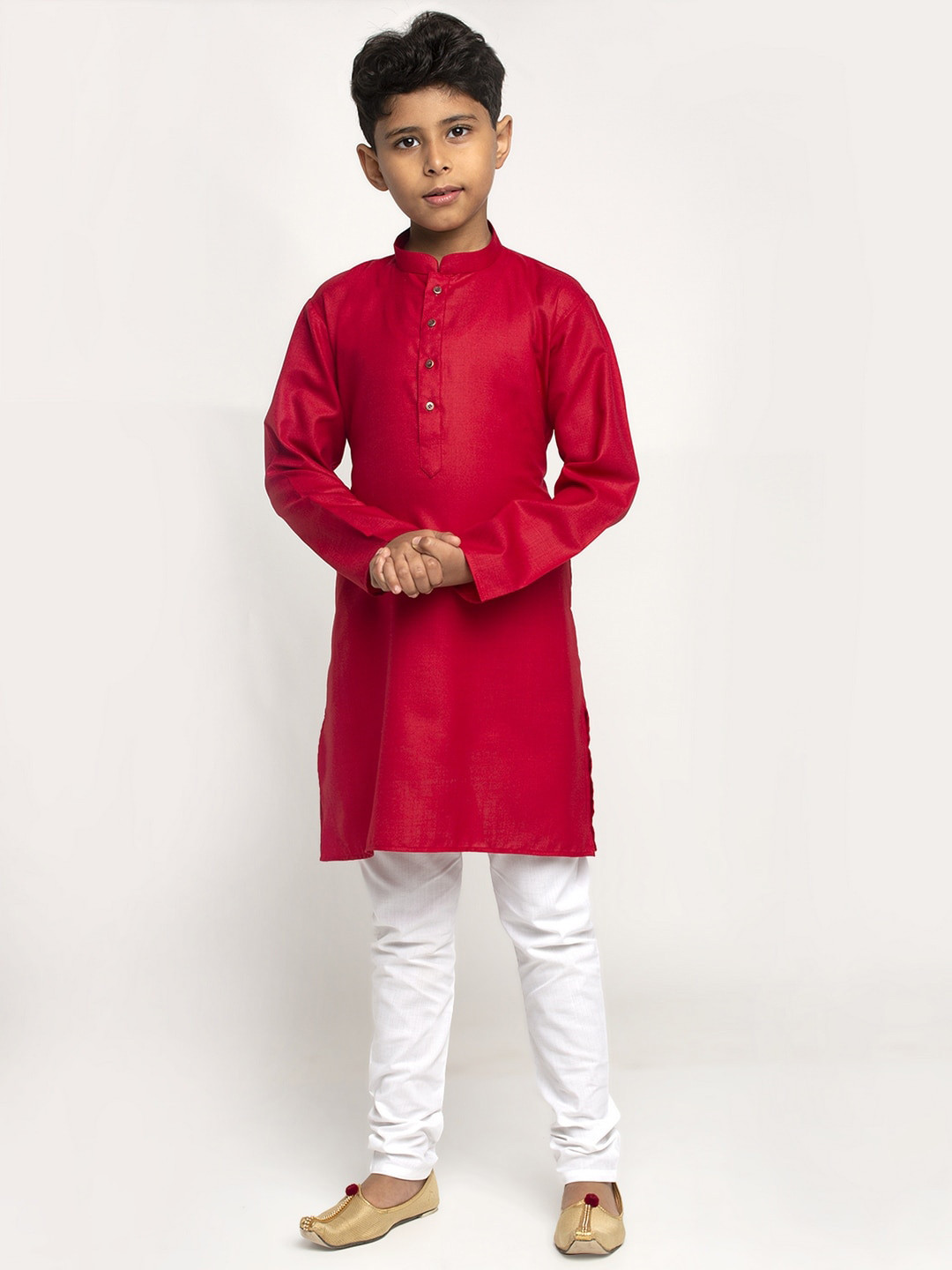 KRAFT INDIA Boys Red & White Cotton Kurta with Pyjamas