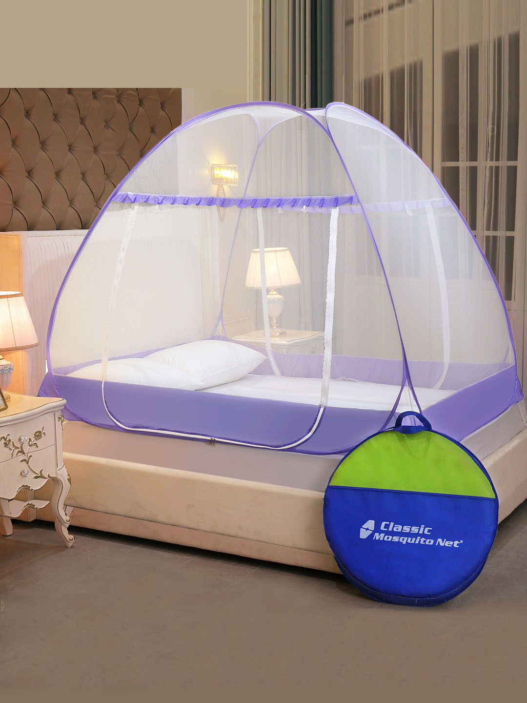 Classic Mosquito Net Purple Solid King Size Double Bed Tent Mosquito Net