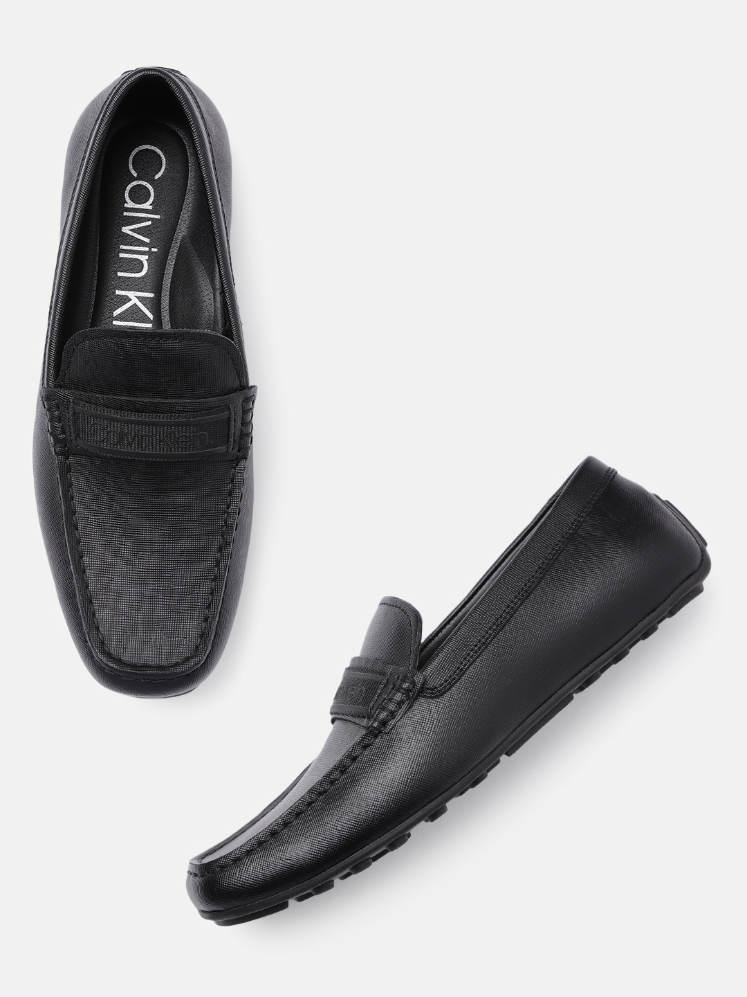 Calvin klein men's loafers on sale black