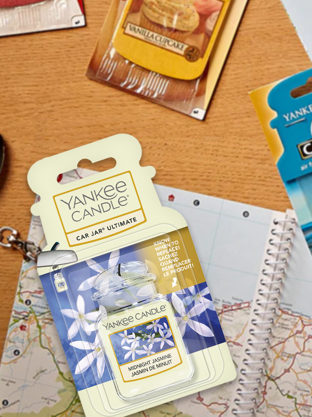 YANKEE CANDLE White & Blue Midnight Jasmine Car Jar Air Freshener