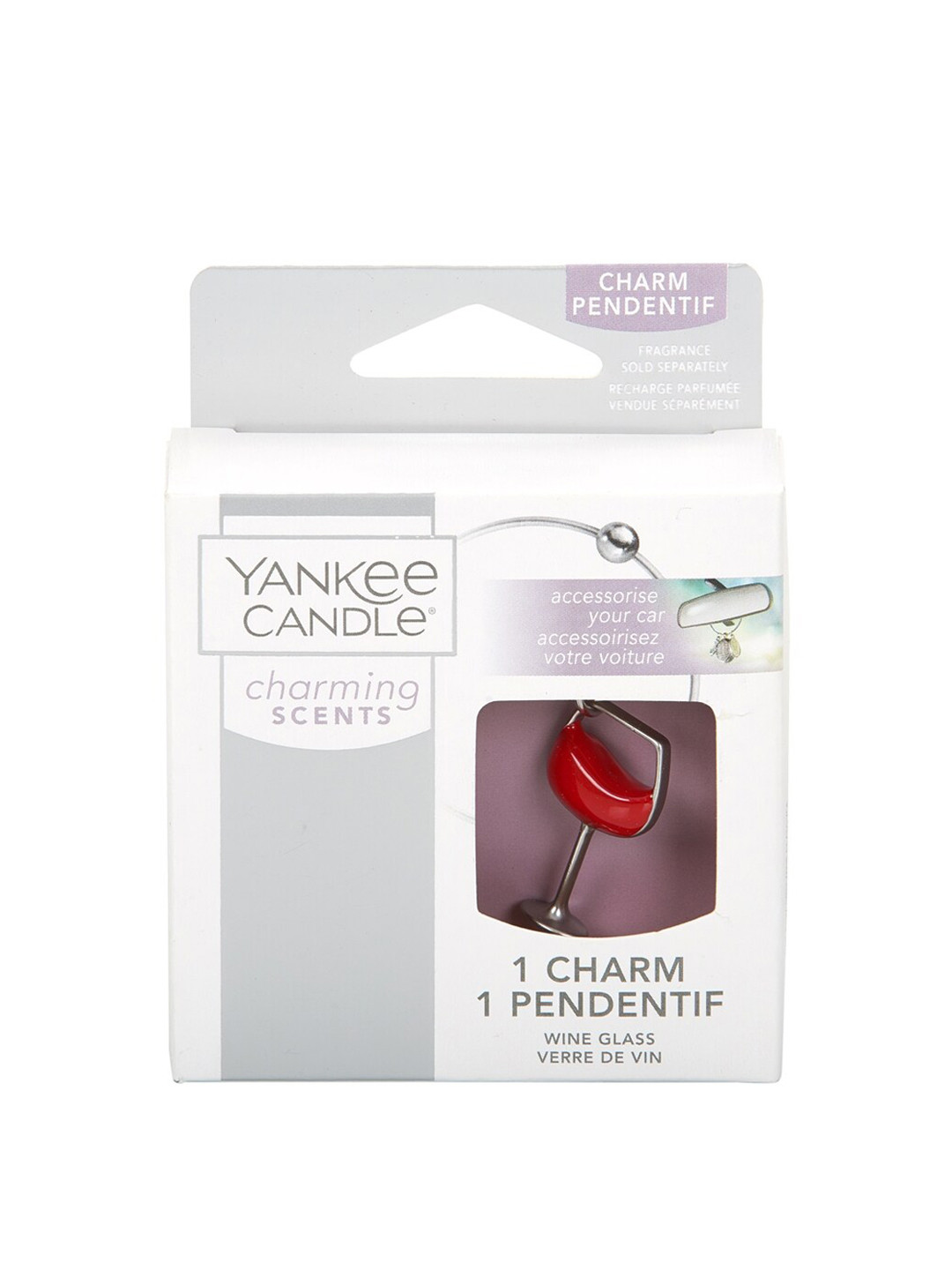 YANKEE CANDLE Red & Silver-Toned Wine Glass Car Air Freshener