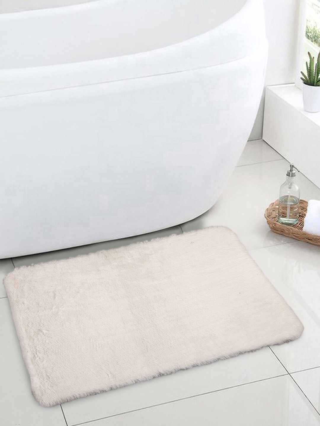 OBSESSIONS White Solid Galaxy Anti-Skid Bath Rug