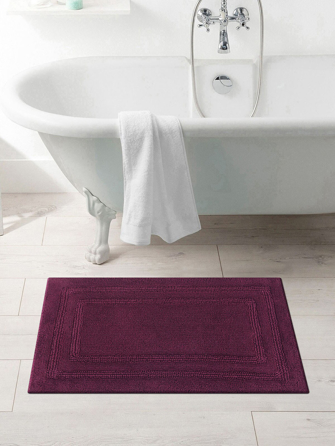 OBSESSIONS Burgundy Solid Pure Cotton Casanova Bath Rug