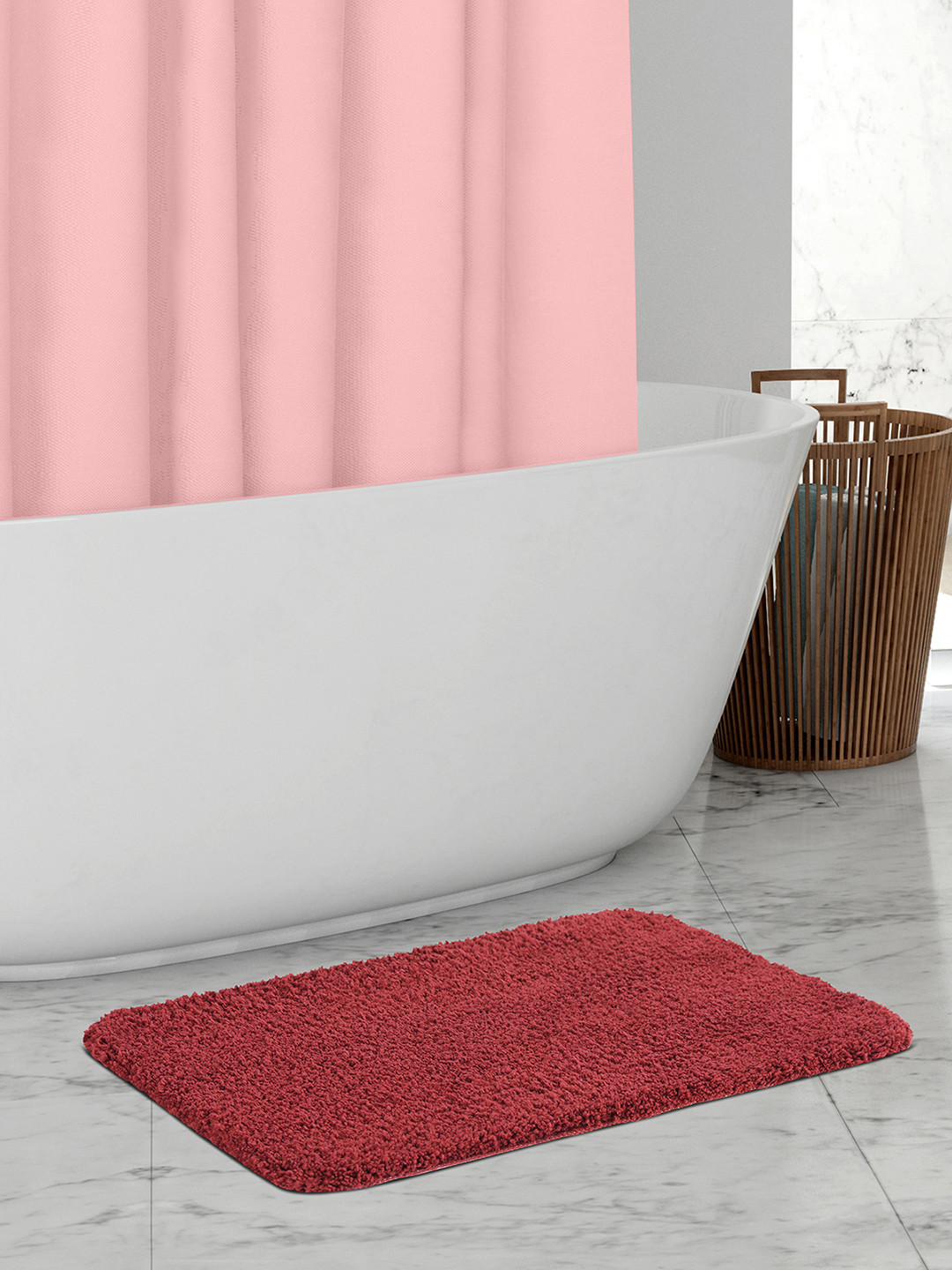 OBSESSIONS Red Solid Diana Anti-Skid Bath Rug