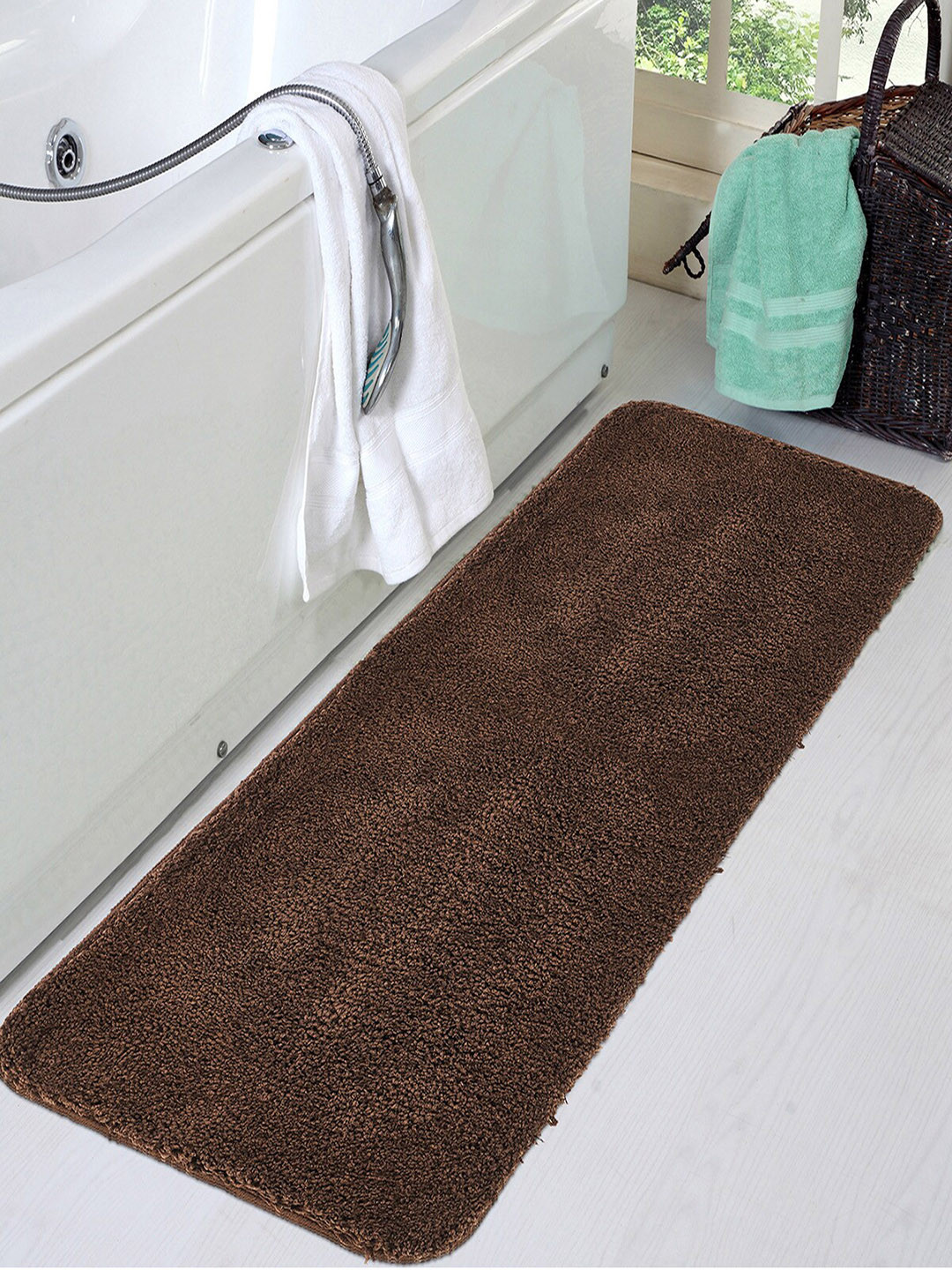OBSESSIONS Brown Solid Diana Anti-Skid Bath Rug