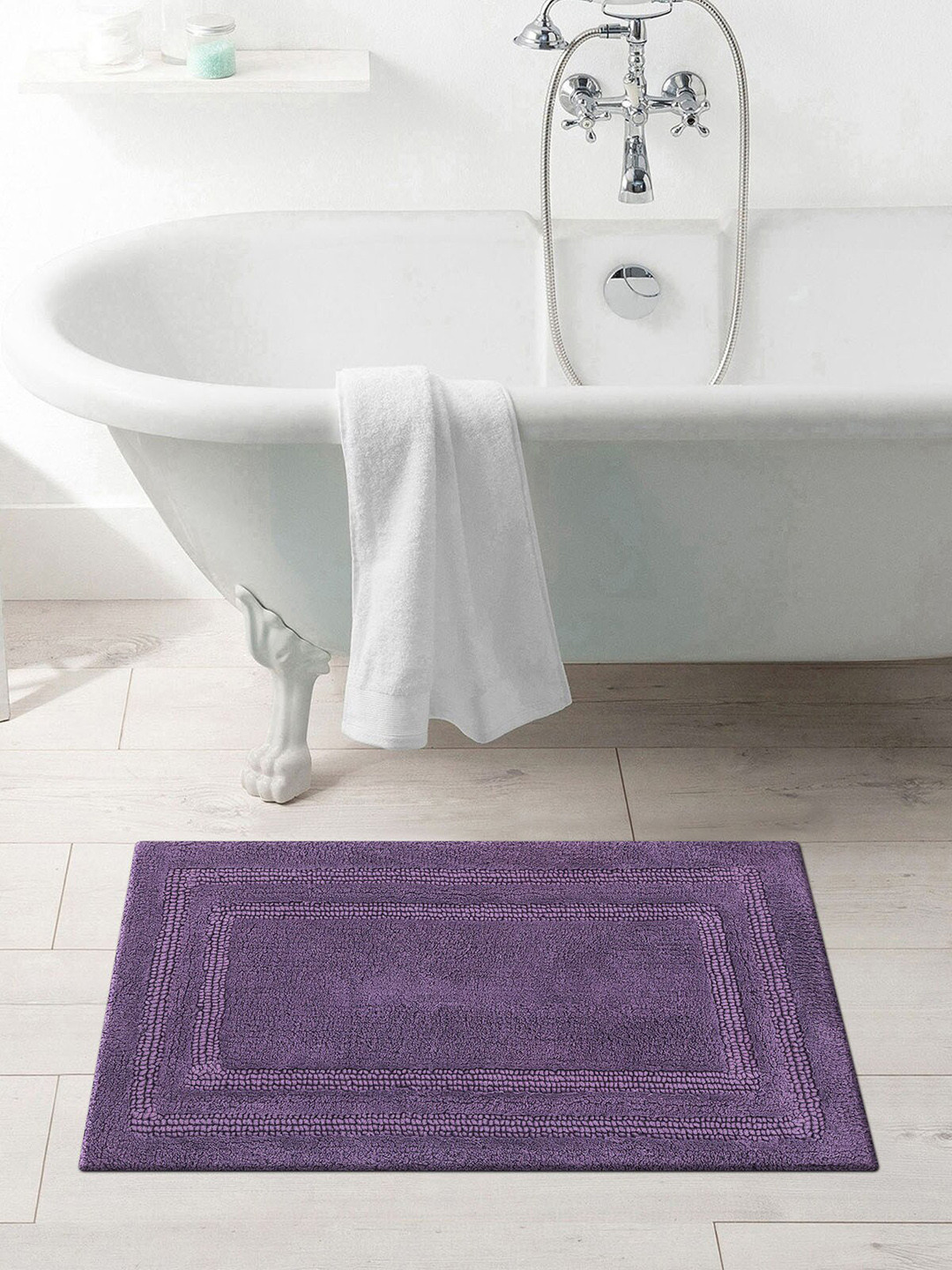 OBSESSIONS Mauv Solid Pure Cotton Casanova Anti-Skid Bath Rug