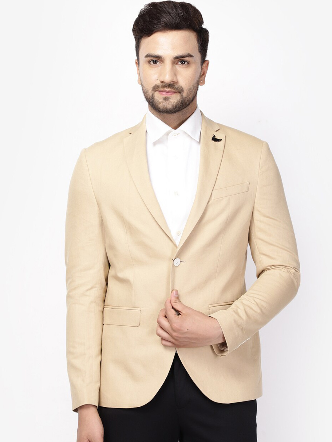 Blackberrys Men Beige Slim-Fit Single-Breasted Formal Blazer