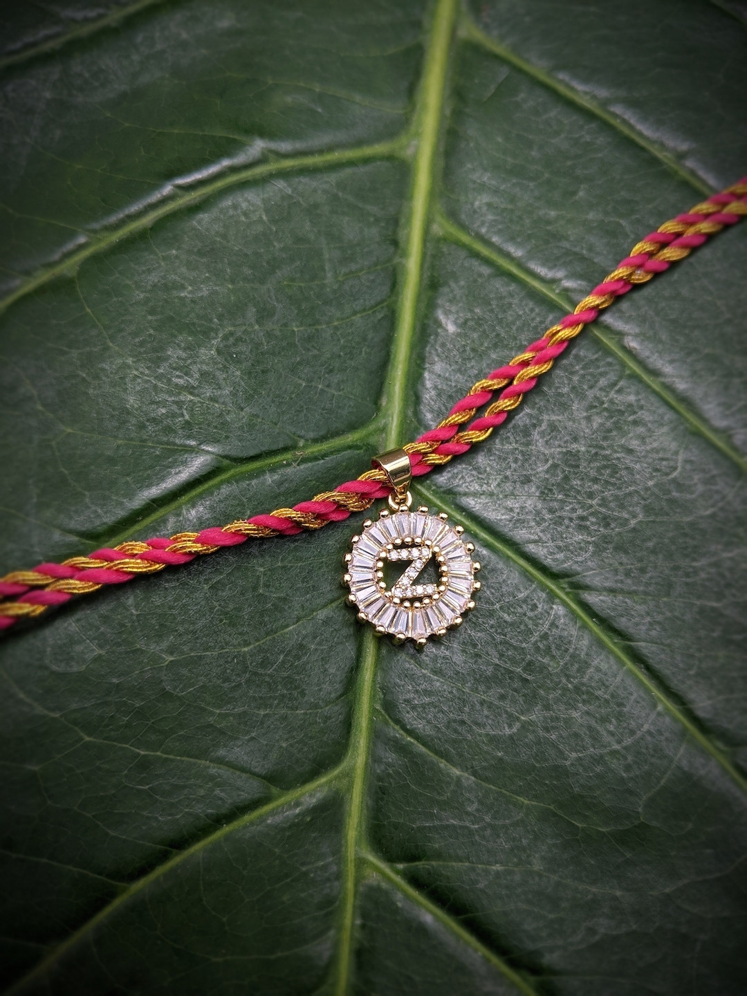 Digital Dress Room Men Gold-Plated & Red AD-Studded Alphabet Z Rakhi