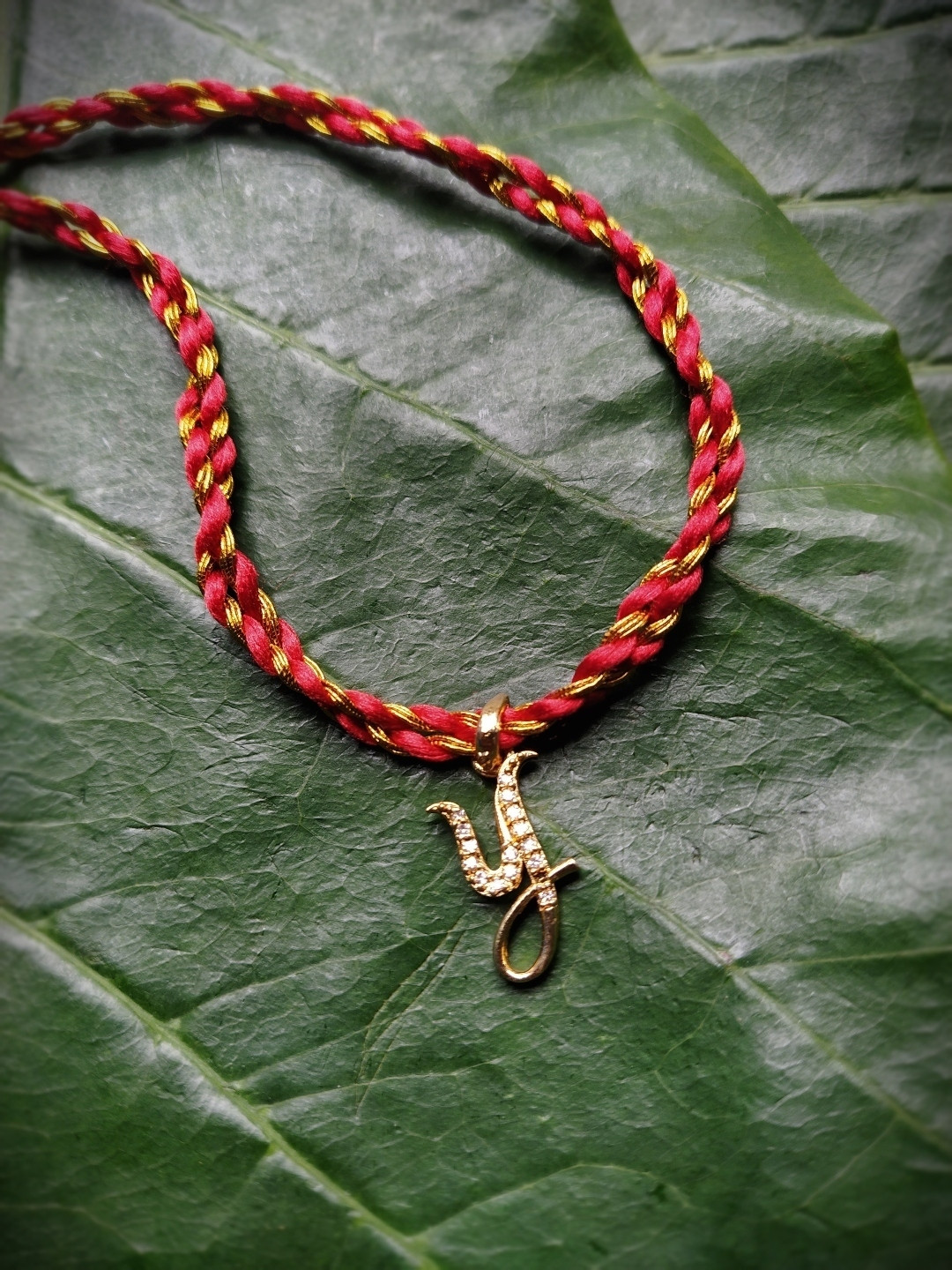 Digital Dress Room Men Red & White AD-Studded Letter Y Rakhi