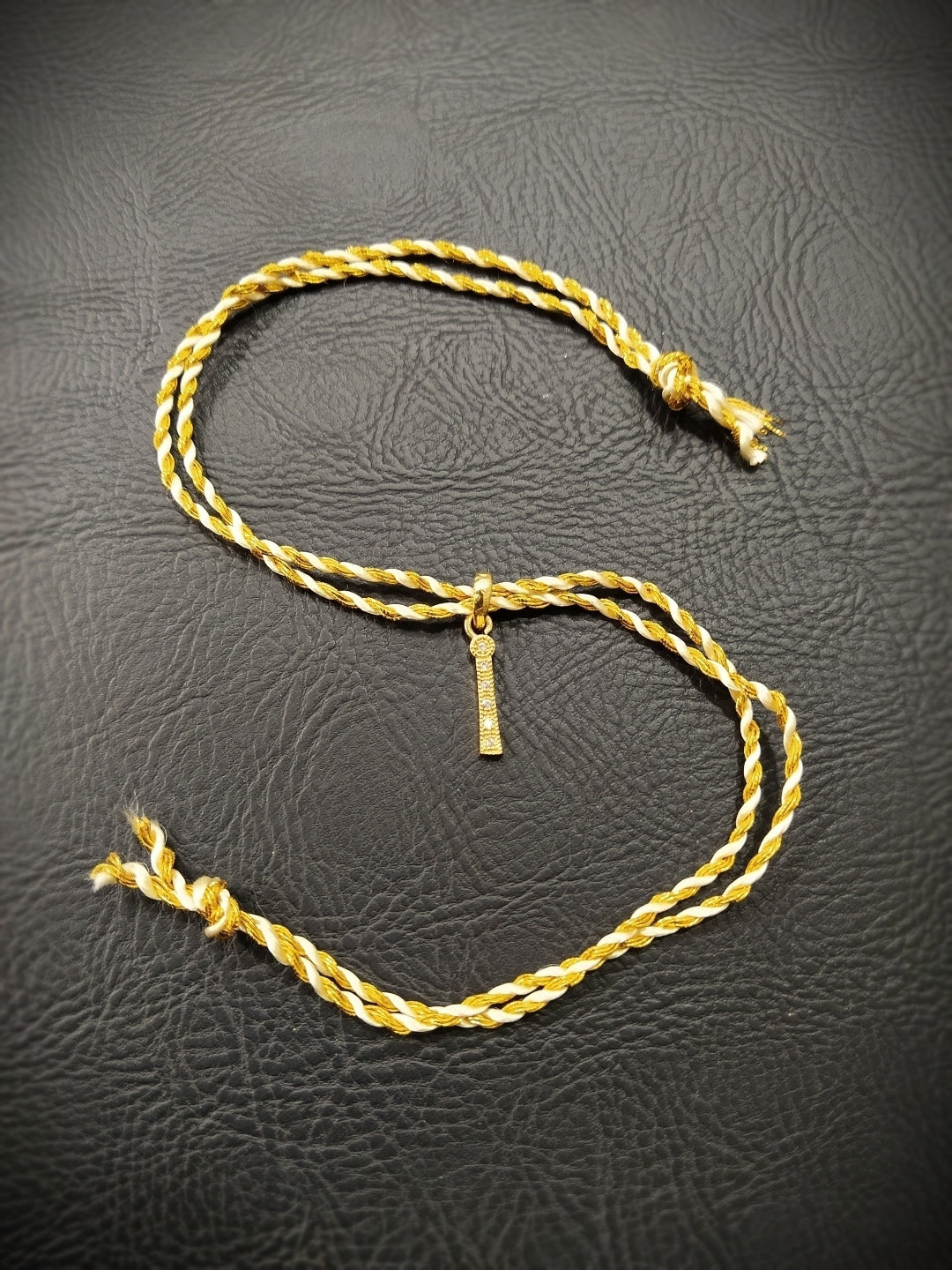 Digital Dress Room Men Gold-Plated White & Cream-Coloured AD-Studded I Alphabet Customized Rakhi