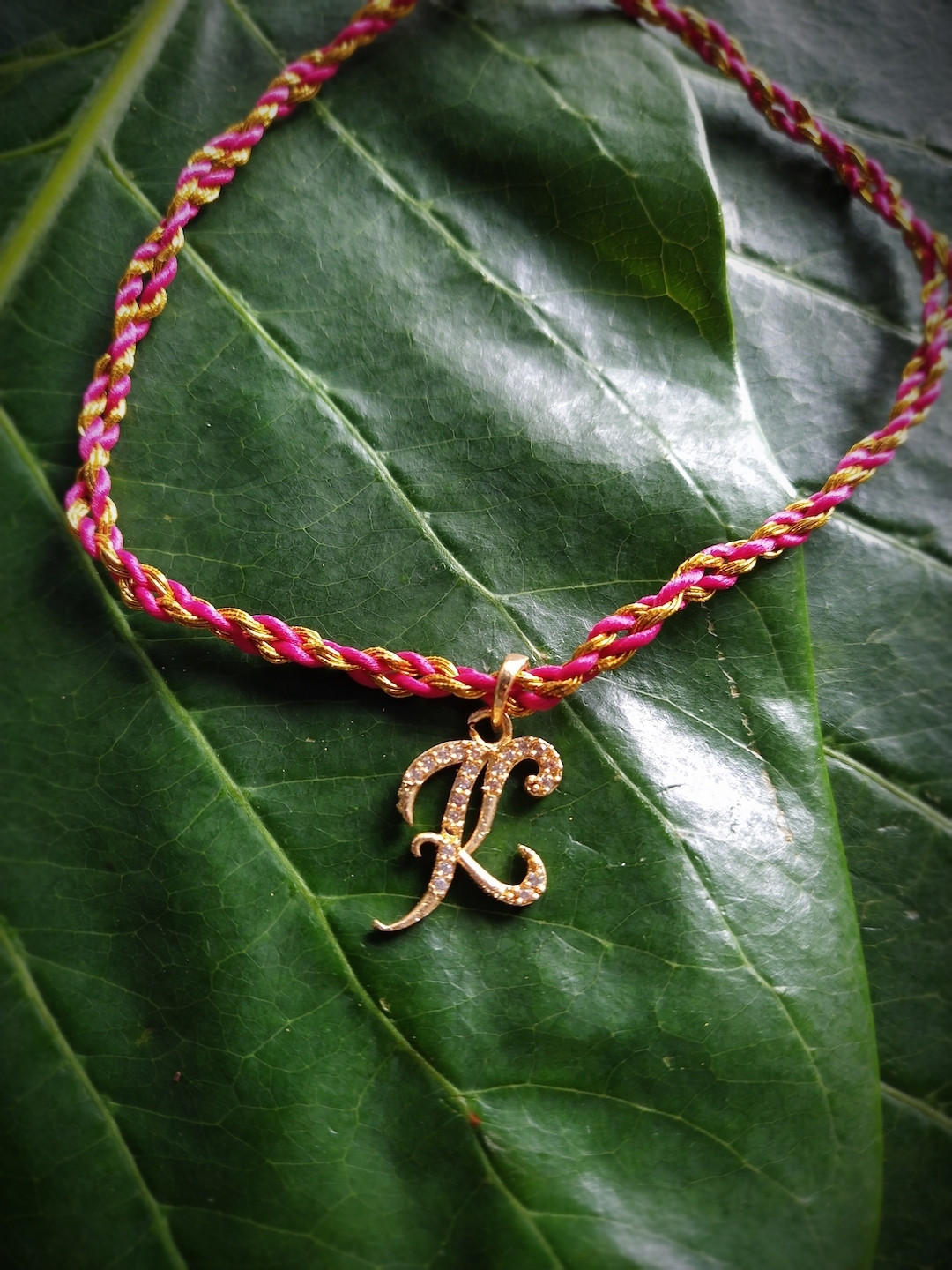 Digital Dress Room Men Red & Gold Letter K Name Charm Rakhi