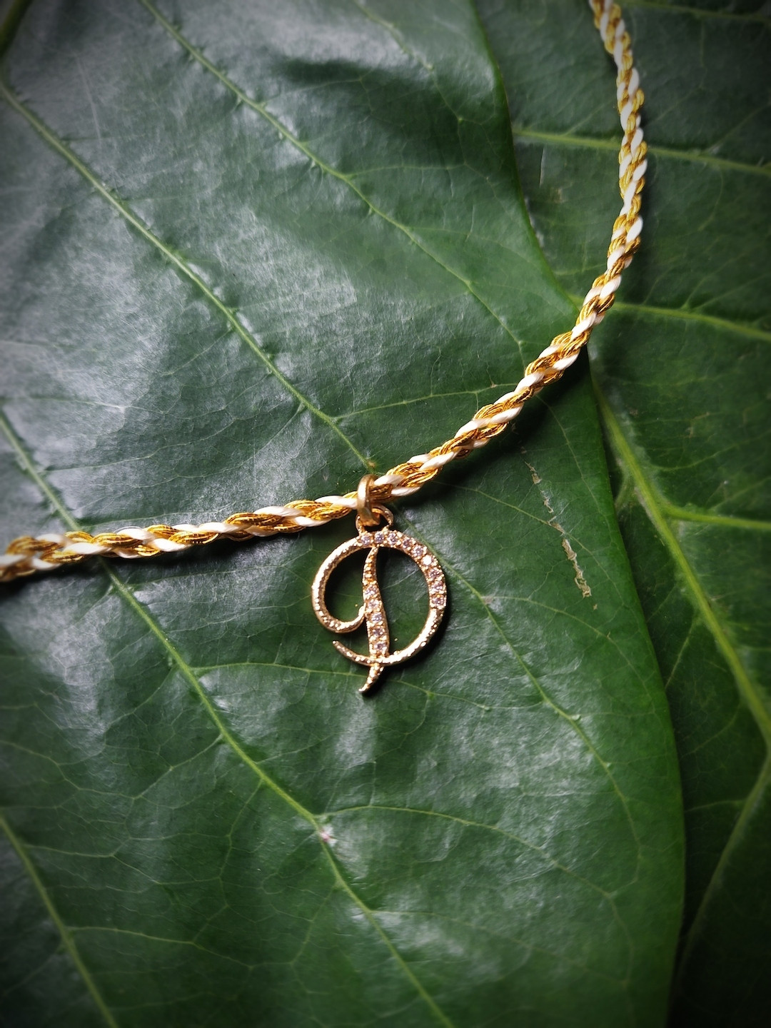 Digital Dress Room Men Gold-Plated Cream-Colored & Yellow AD-Studded Letter D Rakhi