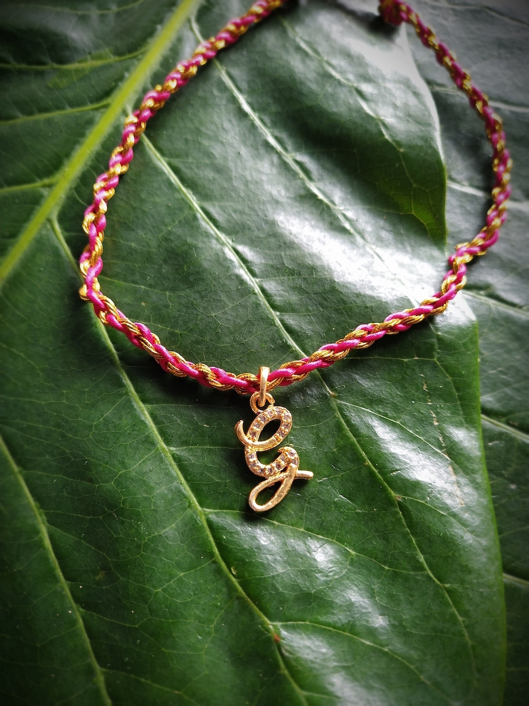 Digital Dress Room Men Gold-Toned & White AD-Studded Customized Letter G Rakhi