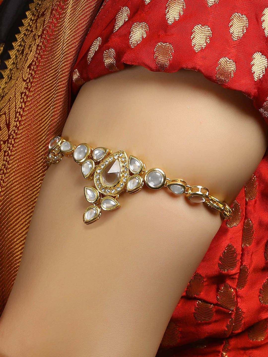 KARATCART Kundan Traditional Gold-Plated Armlet
