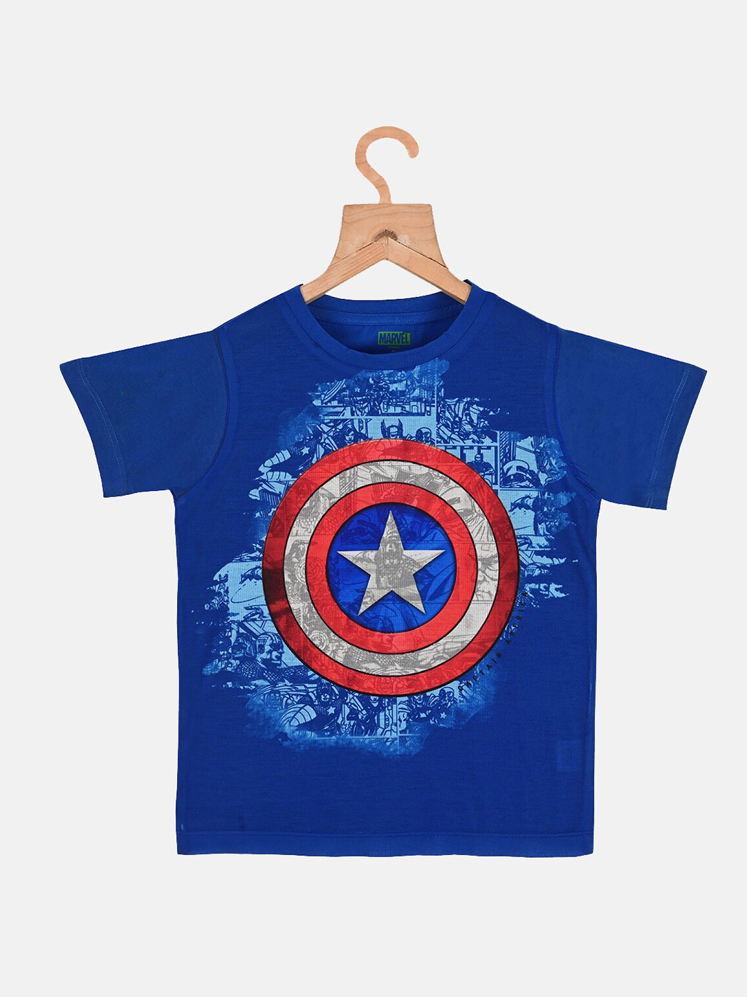 YK Marvel Boys Blue Avengers Captain America Print T-shirt