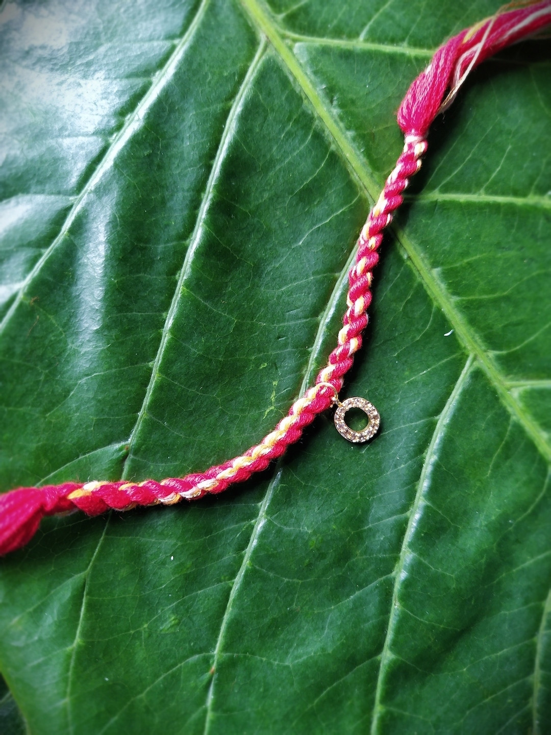 Digital Dress Room Men Gold-Plated Red & Yellow AD-Studded O Alphabet Customized Thread Rakhi