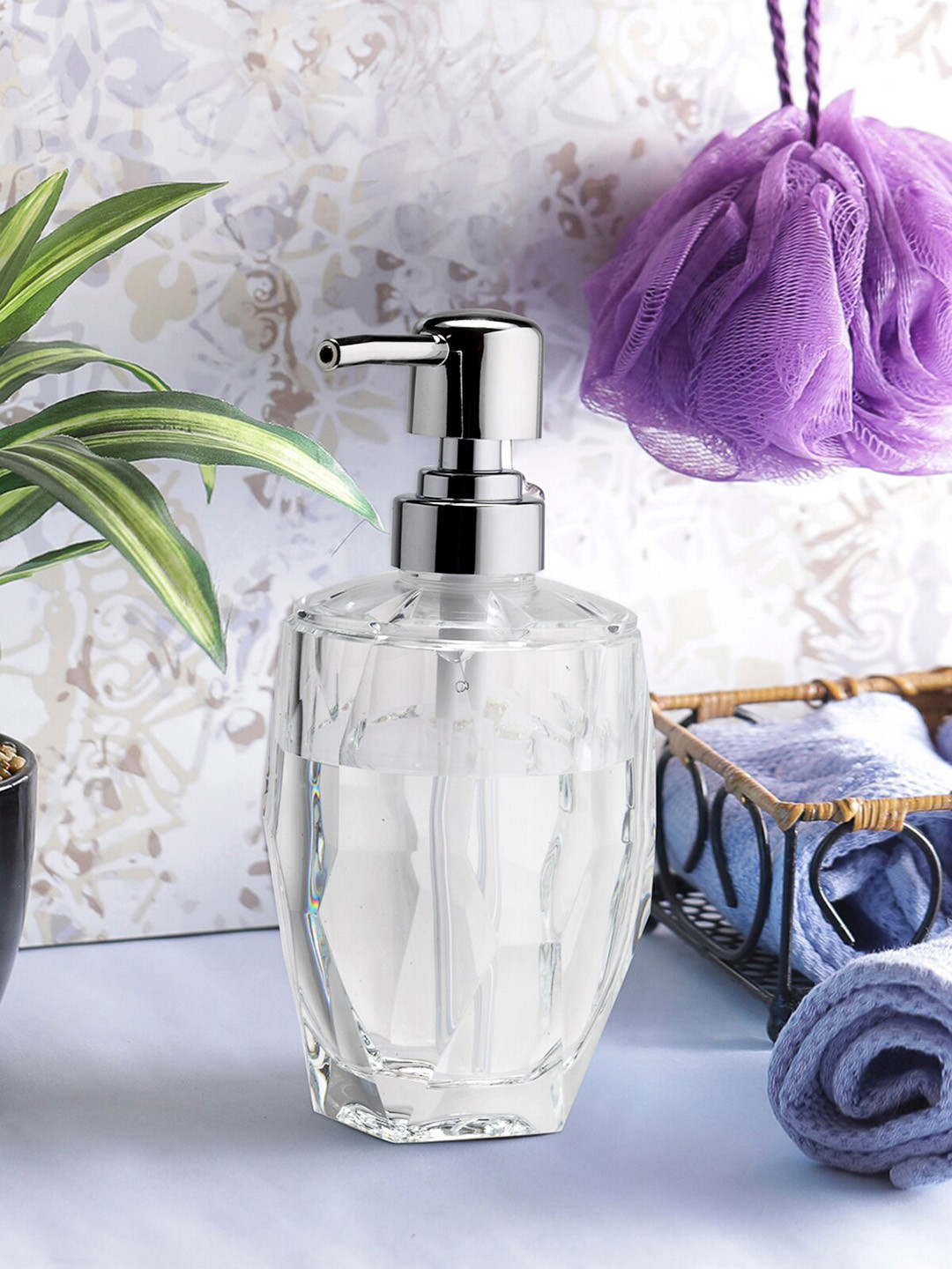 OBSESSIONS Transparent & Silver-Toned Solid Soap Dispenser