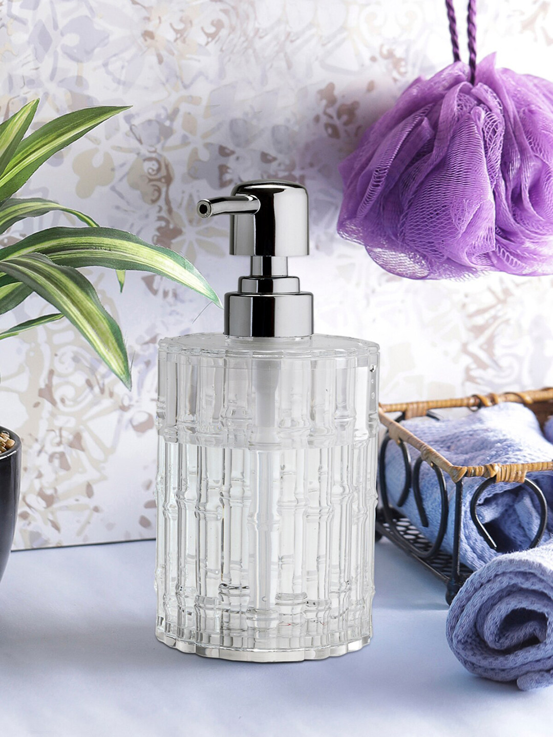 OBSESSIONS Transparent Solid Agua Crystal Soap Dispenser