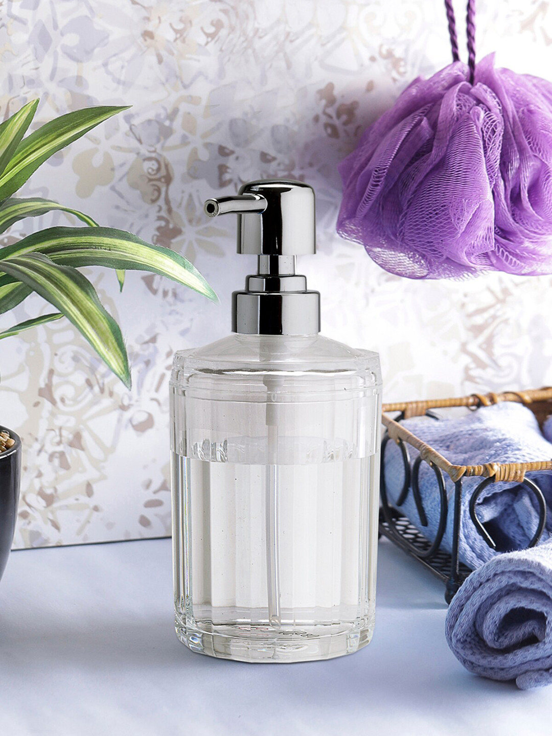 OBSESSIONS Transparent Solid Polyresin Agua Crystal Soap Dispenser