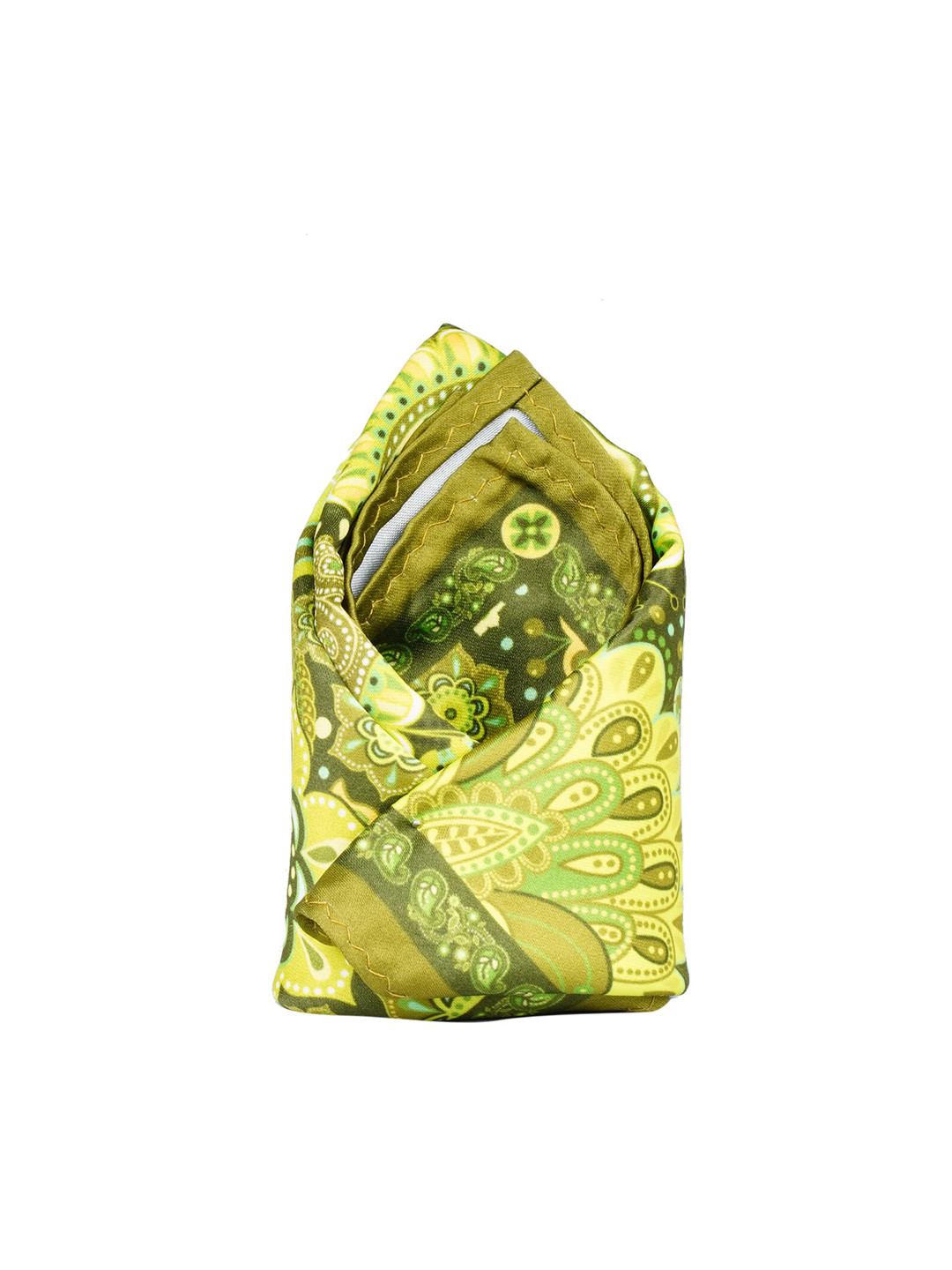 Tossido Men Lime-Green & White Printed Pocket Square