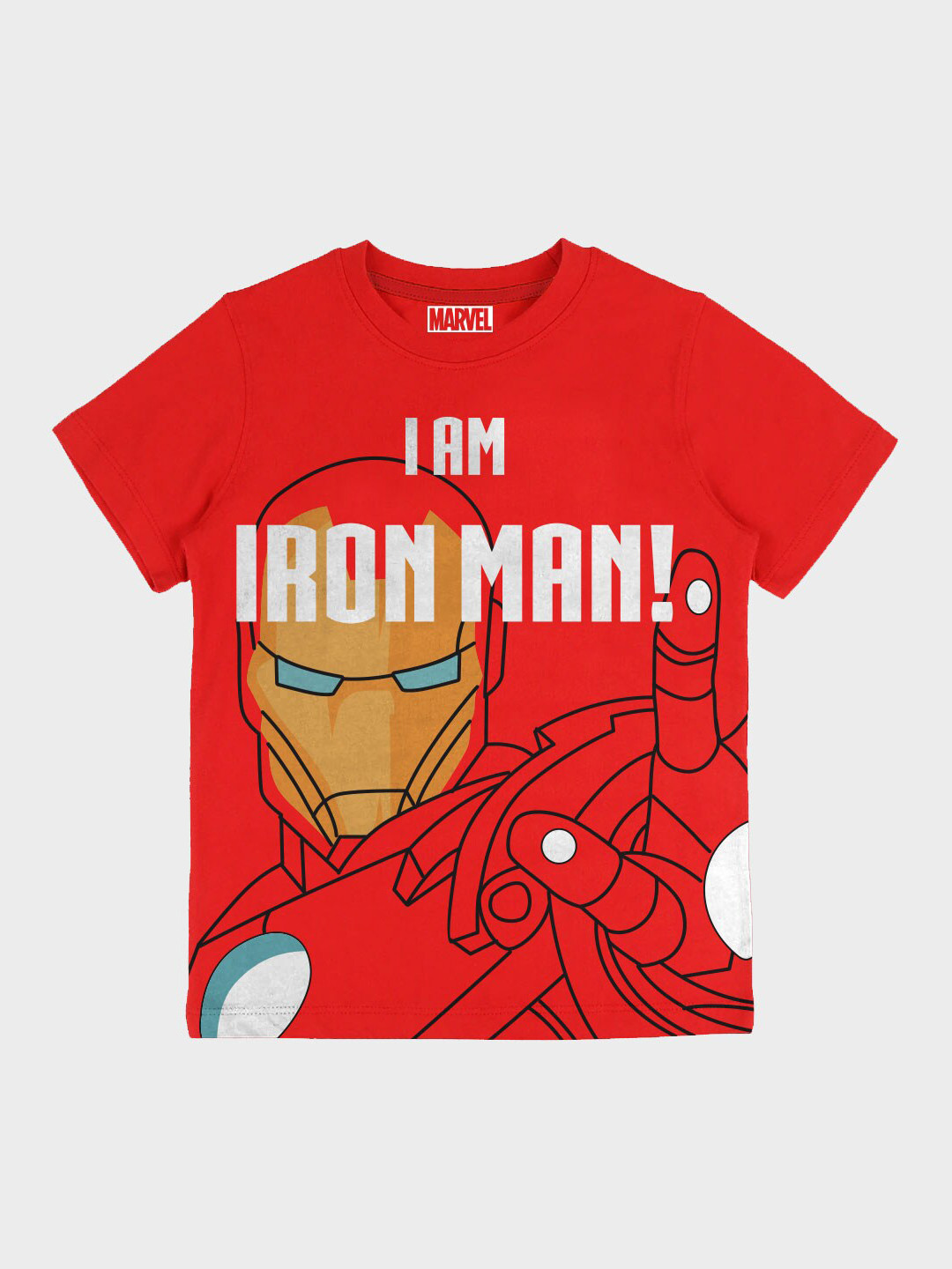 BonOrganik Boys Red Iron Man Printed T-shirt
