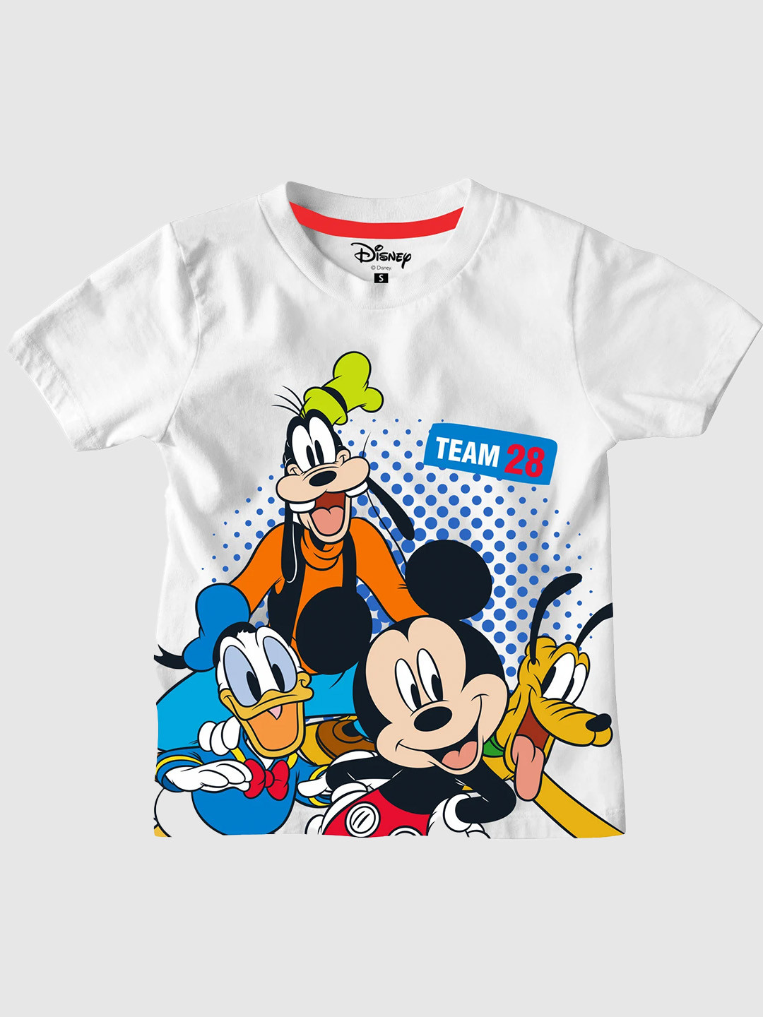 BonOrganik Boys White Mickey And Donald Printed Pure Cotton T-shirt