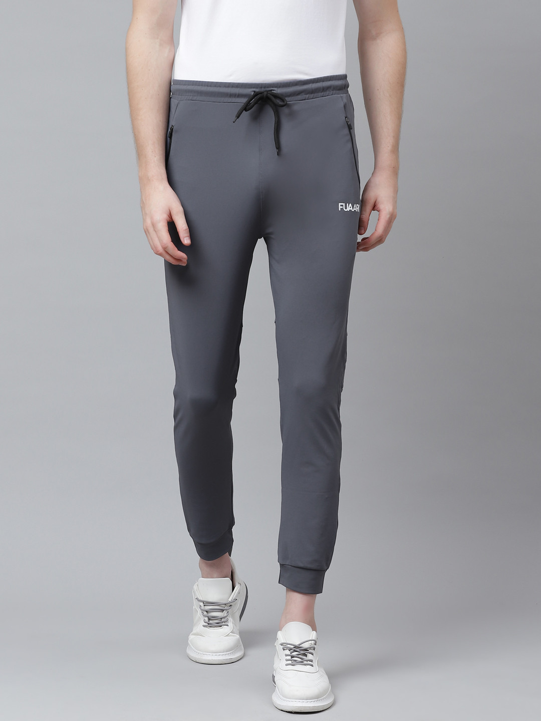 Fuaark Men Grey Solid Crop Joggers