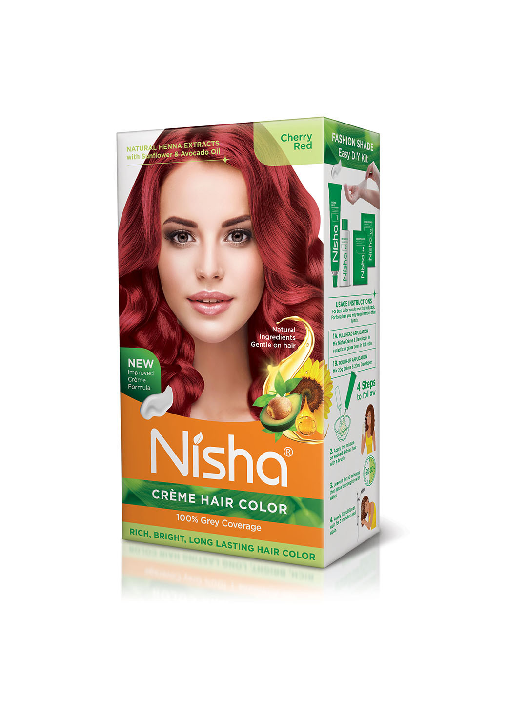 Nisha Unisex Red Natural Henna Extracts Creme- Cherry Red