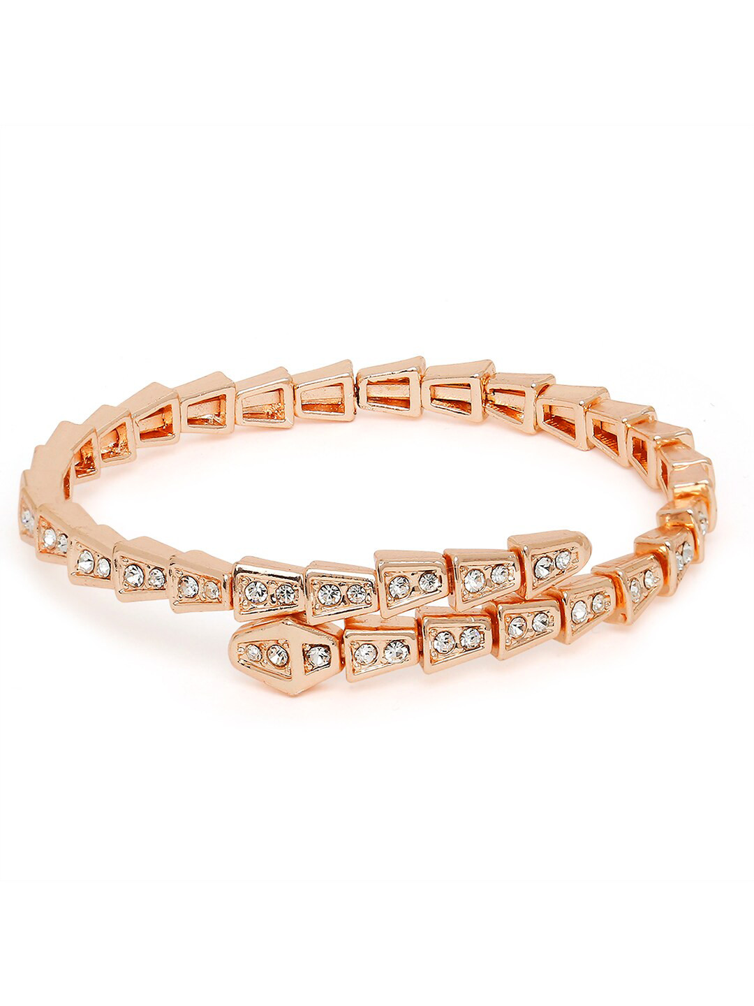 Mahi Women Rose Gold & White Rose Gold-Plated Cuff Bracelet