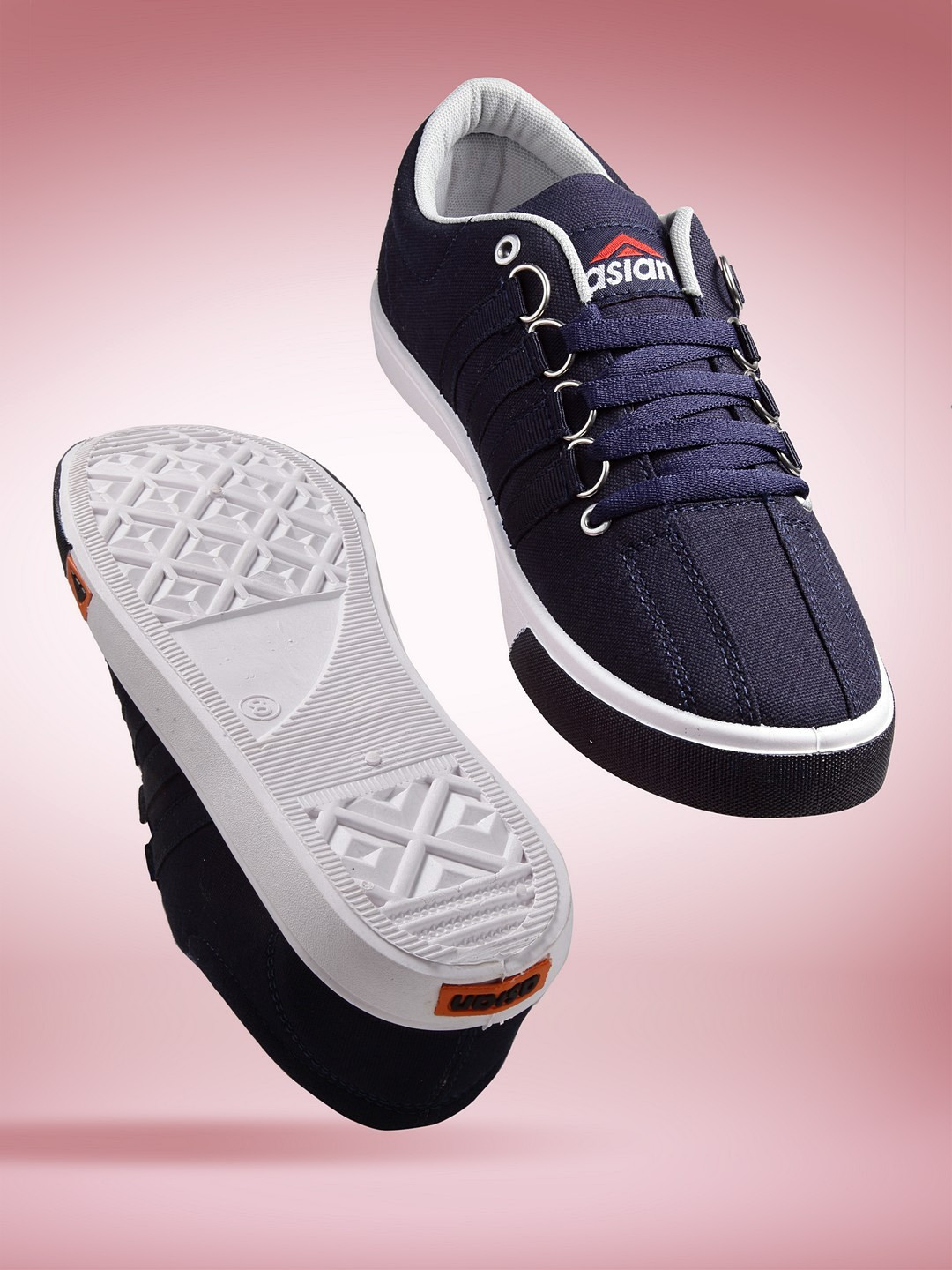 ASIAN Men Navy Blue Solid Lace-Up Sneakers