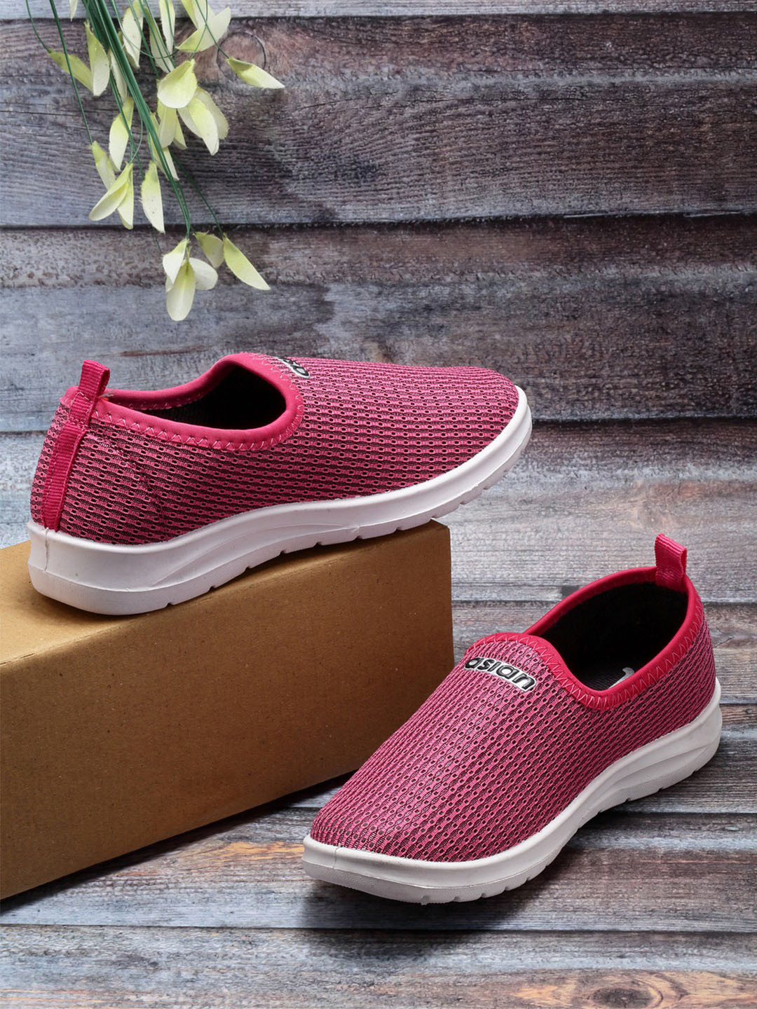 ASIAN Women Pink Slip-On Sneakers
