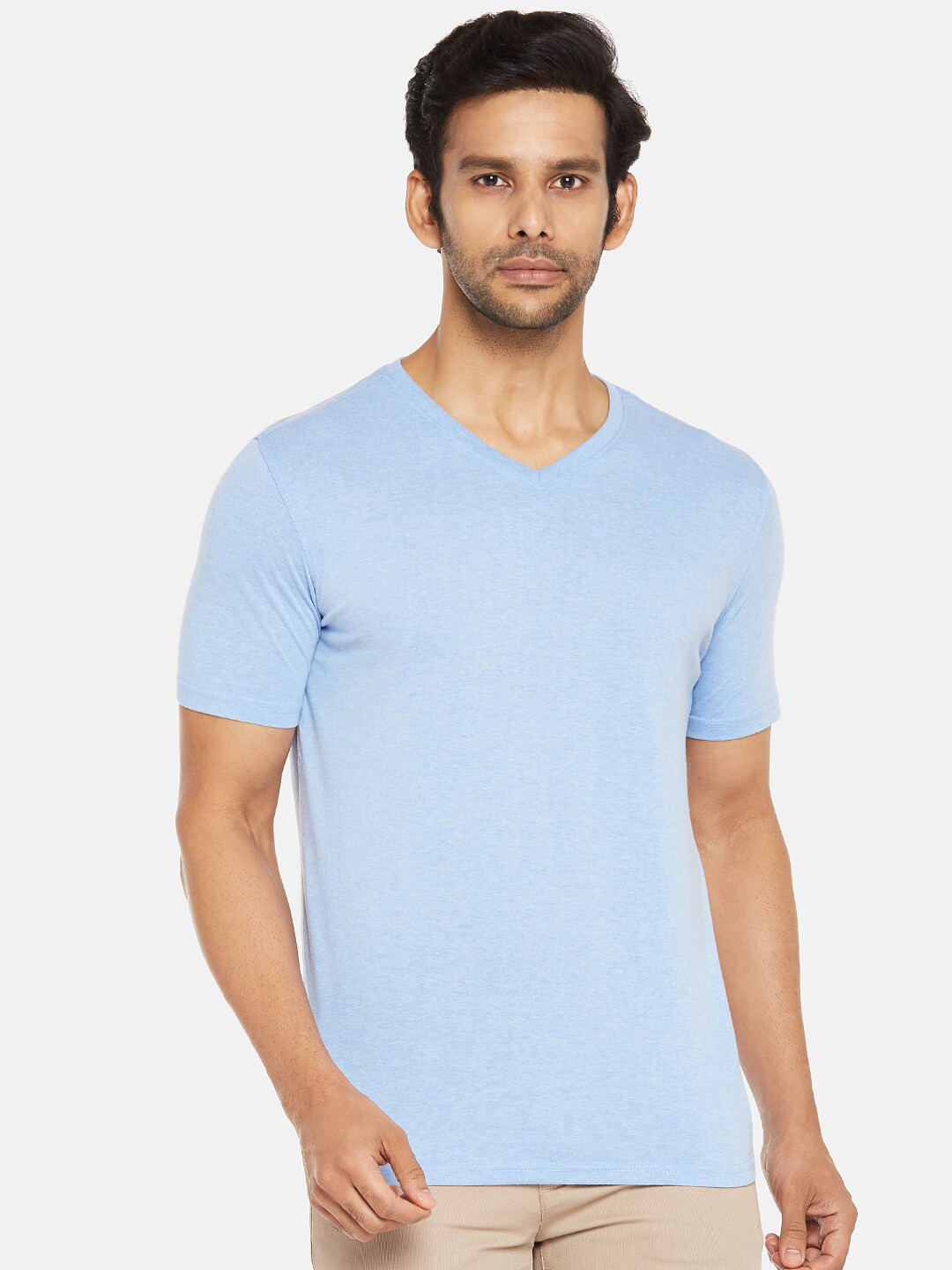 BYFORD by Pantaloons Men Blue V-Neck T-shirt