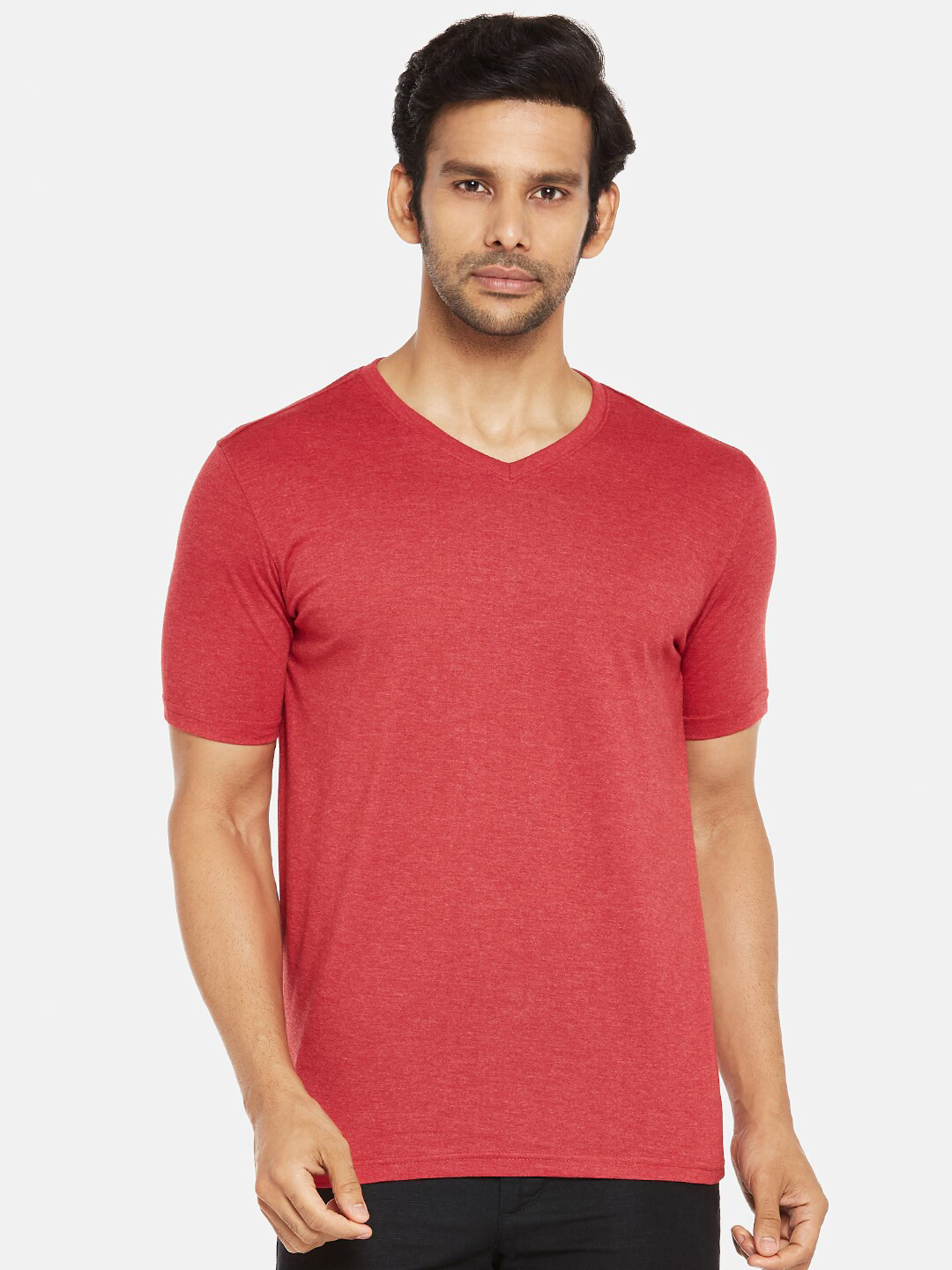BYFORD by Pantaloons Men Red V-Neck T-shirt