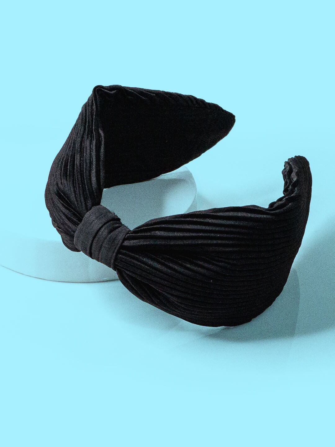 HAIR DRAMA CO. Women Black Pleated Knotted Headband