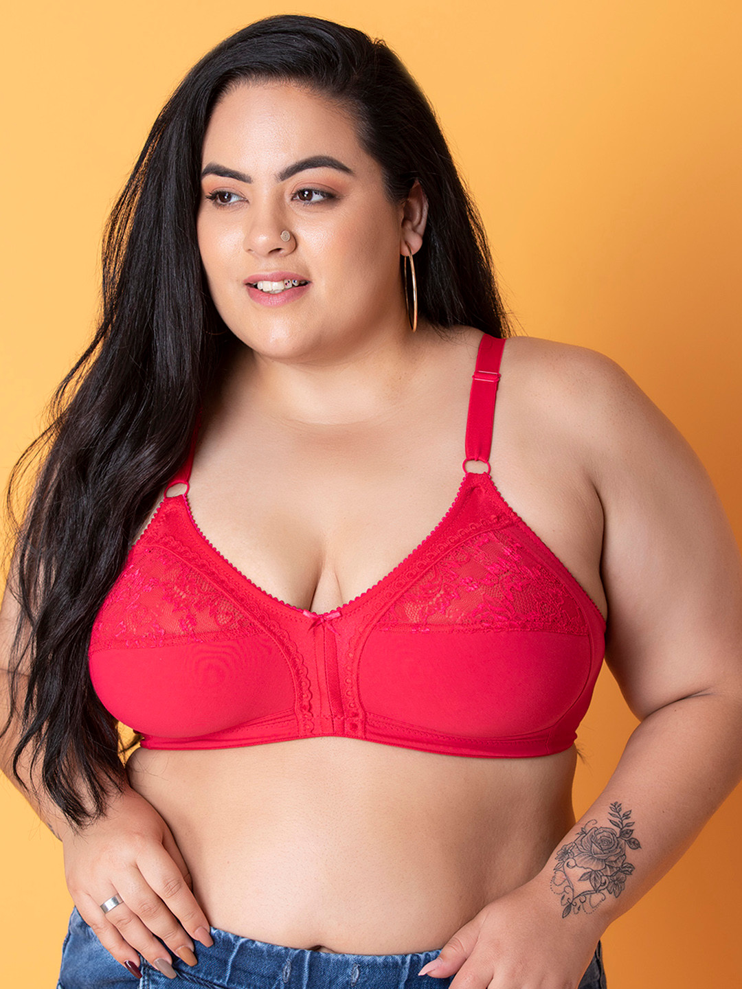 Clovia Red Floral Everyday Bra-Full Coverage BR2302P1432E