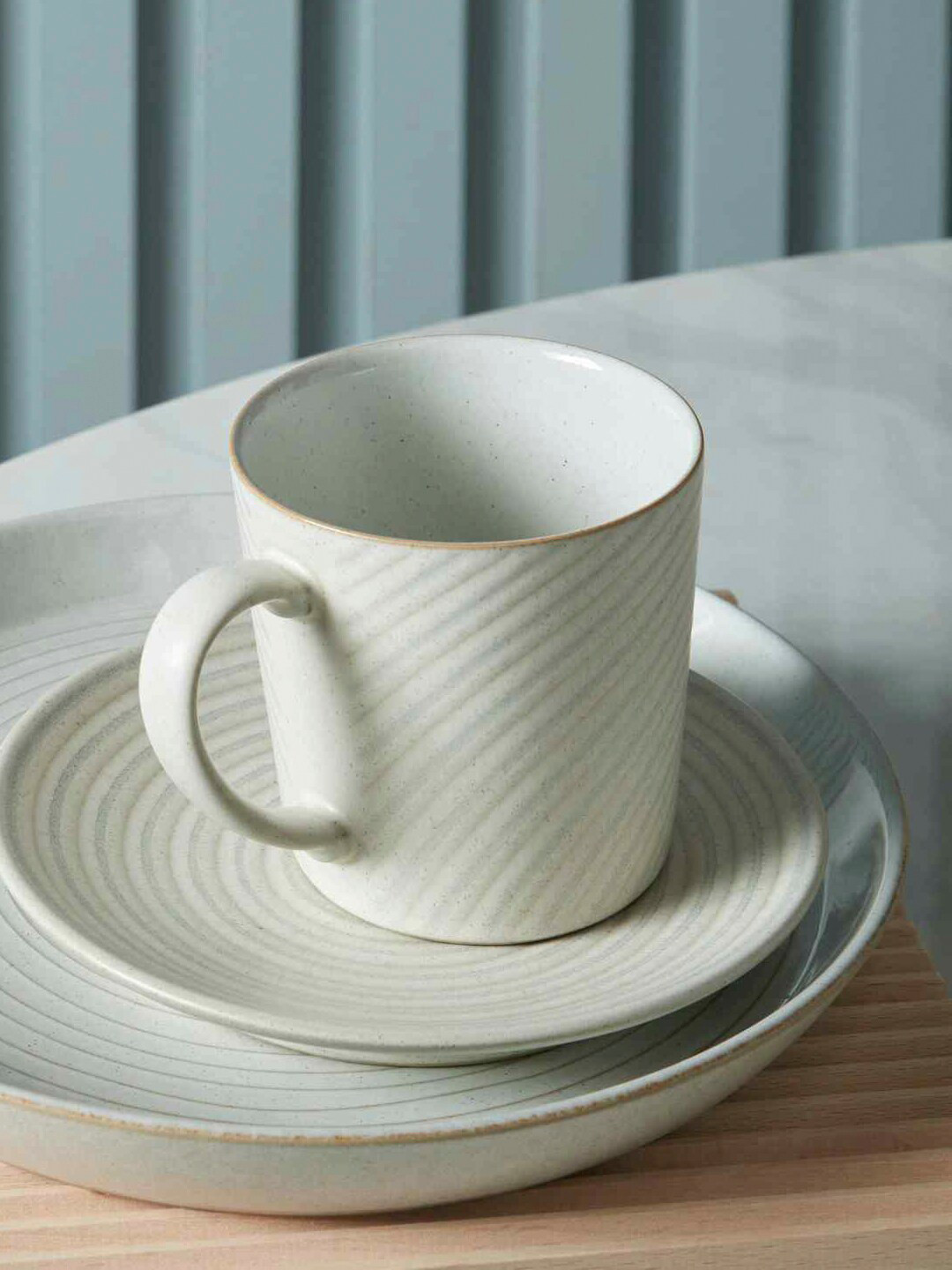 Denby Cream Textured Ceramic Handmade Mug-300ml