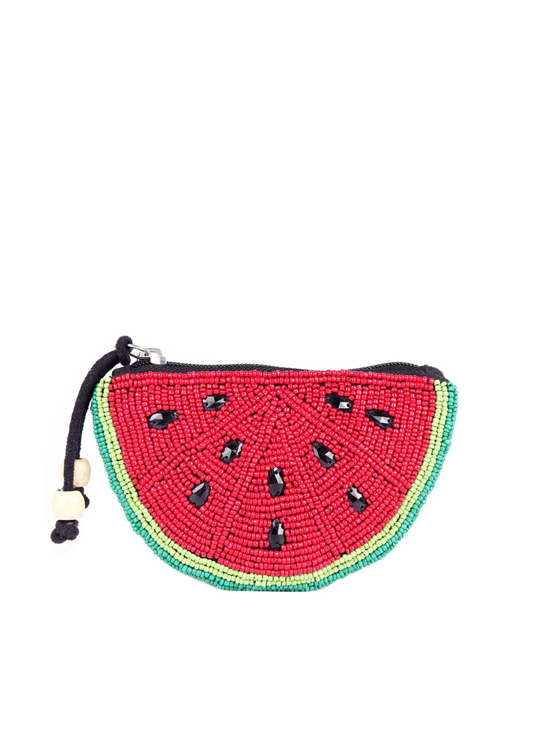 ASTRID Women Red & Black Embellished Half Moon Clutch