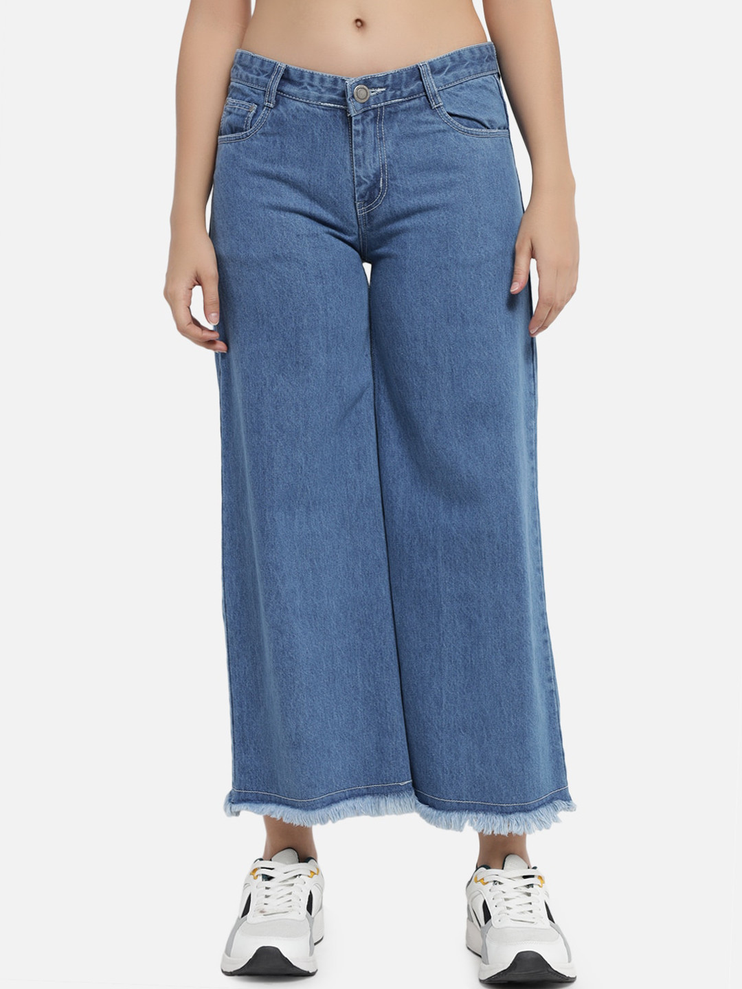 The Dry State Women Blue Clean Look Wide Leg Jeans