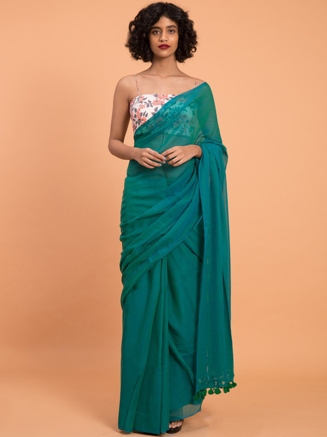 Suta Turquoise Blue Solid Pure Cotton Saree