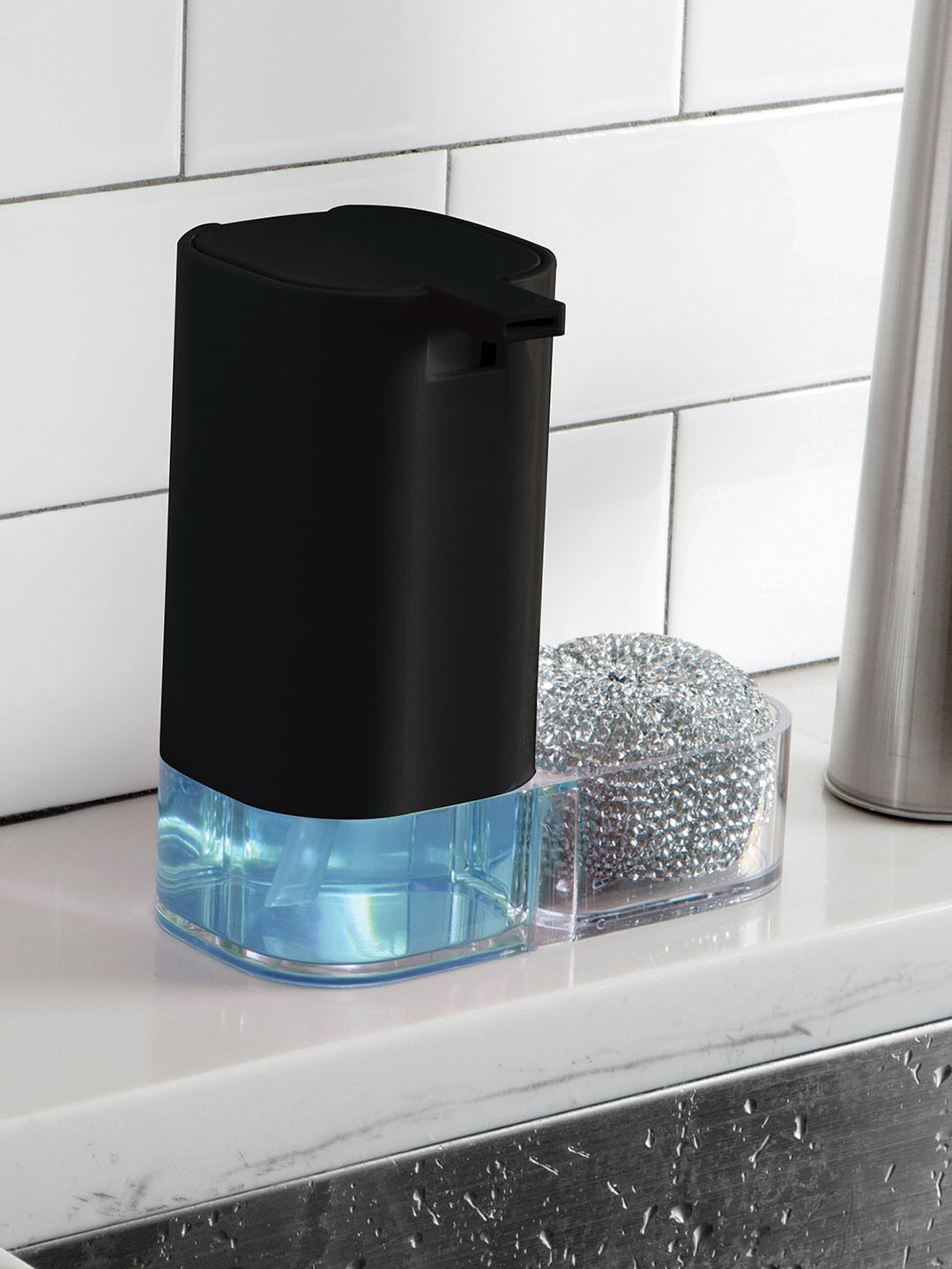 OBSESSIONS Black & Blue Colourblocked Crystal Soap Dispenser